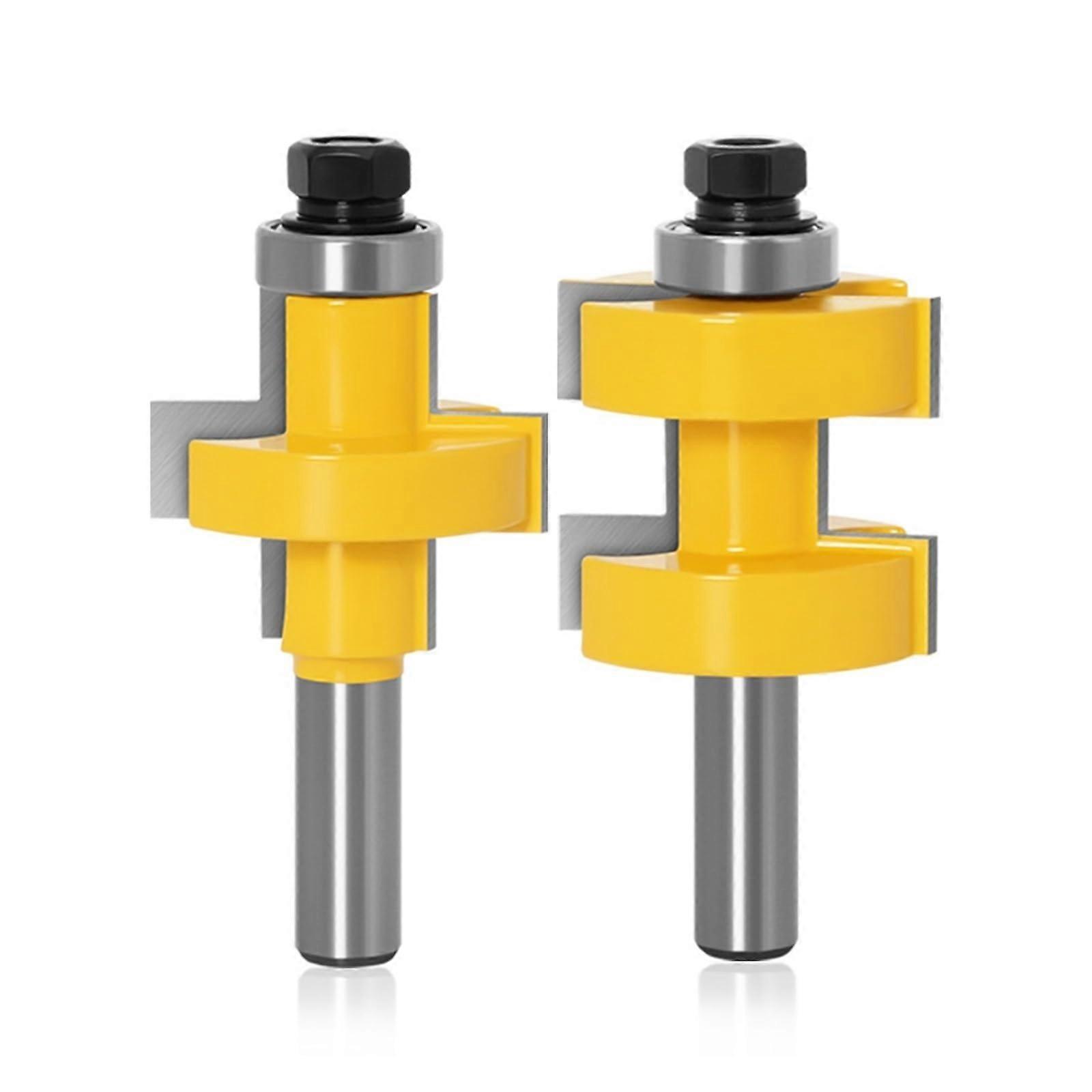 2piece matched tongue and groove router bit set, 12 mm 12.7 mm shank, wood cutting tool, large tongue and groove joint router bit set (Size: 12.7mm)