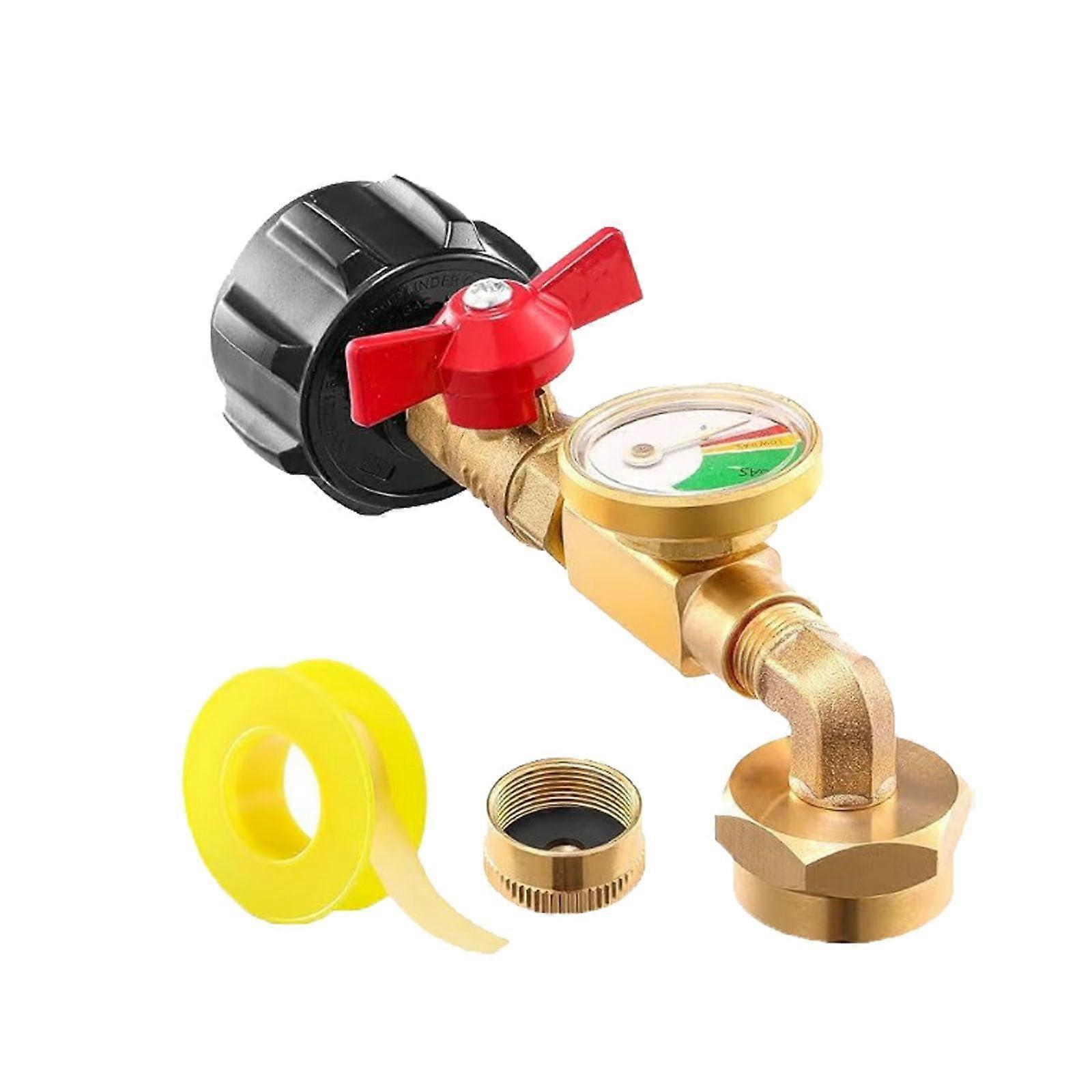 Propane Elbow Adapter with Tank Gauge for 1 LB QCC1 Propane Tanks, Gold, 14X5.5CM, Outdoor Use JQl726