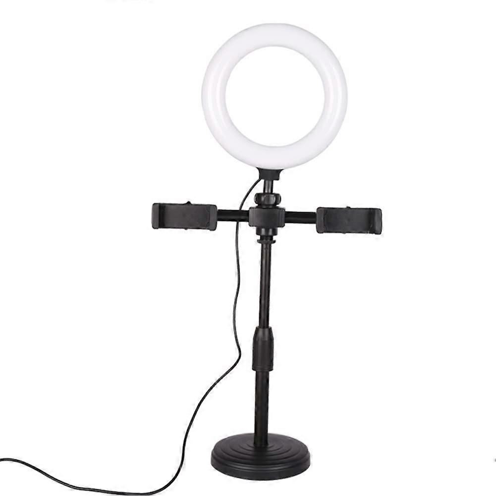 16cm LED Selfie Ring Light with Dual Phone Holder for Live Video Streaming and Makeup Photography