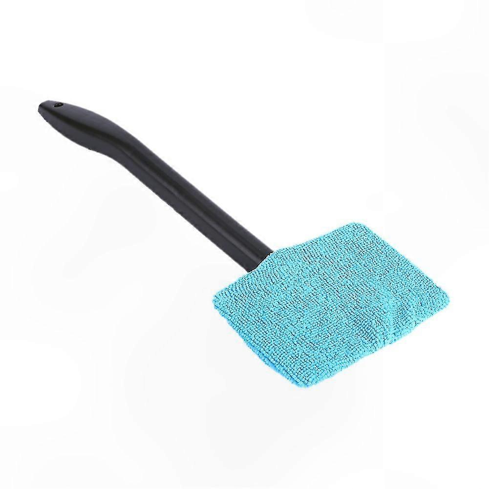 Microfiber Car Window Cleaning Brush with Long Handle for Windshield Maintenance Light Blue