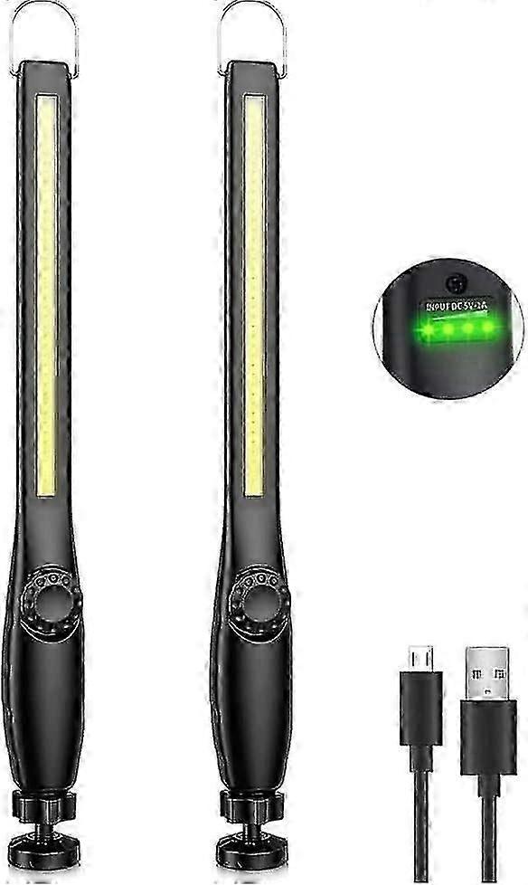 Rechargeable LED Work Lights Cob Flashlight Set for Car Repairs: Inspection Lamp with Magnetic Work Light (2pcs)