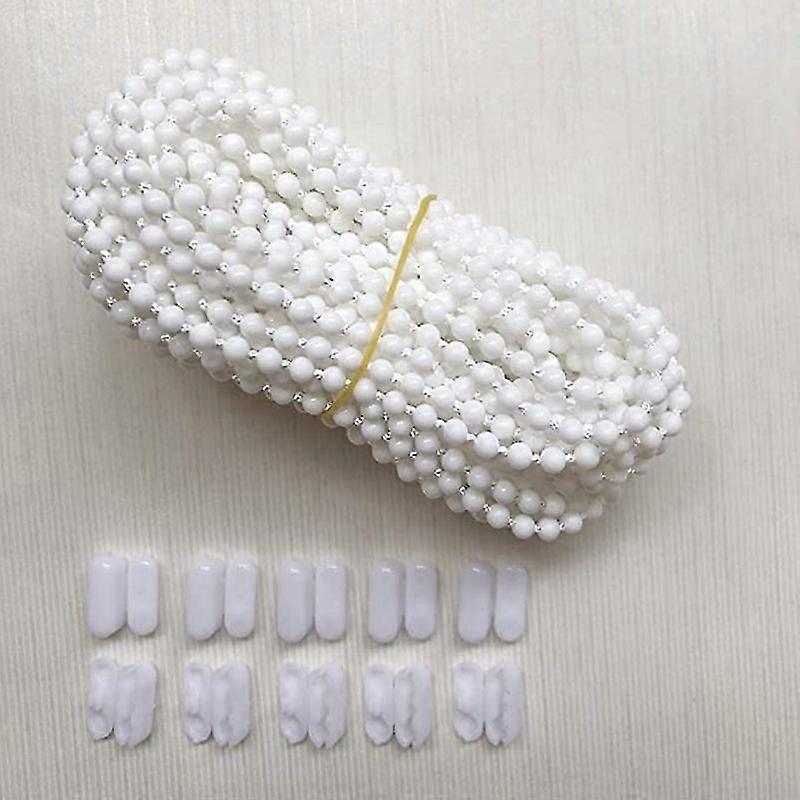10m White Replacement Chain for Vertical Blinds with 10 Connectors - Universal Fit Roller Blind Cord