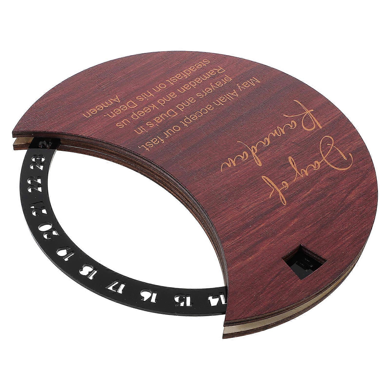 Ramadan Wooden Countdown Calendar Rotatable Acrylic Wheel for Decoration Black Color