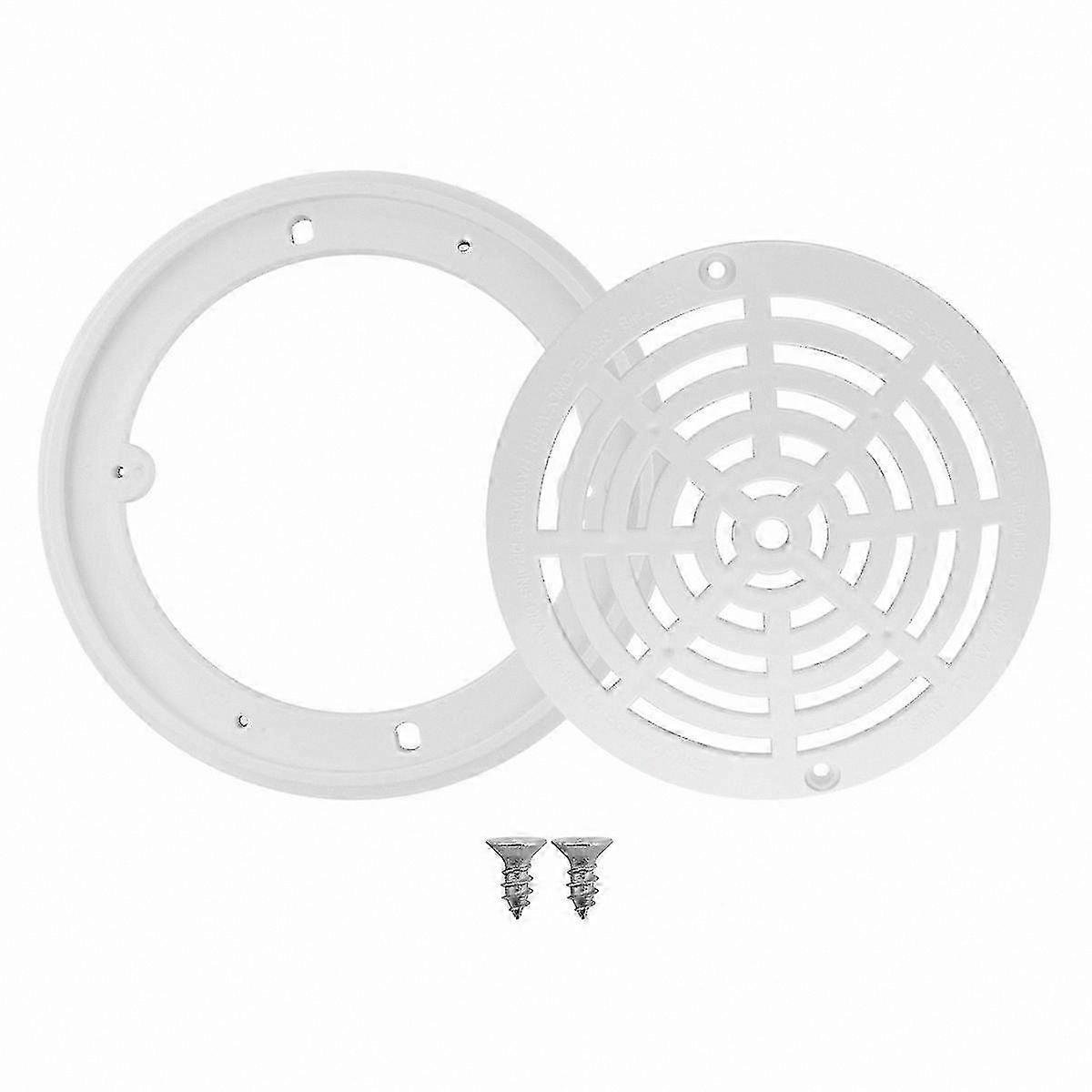 8-inch Pool Drain Cover Replacement, White Top Grate with Bottom Mounting Plates for Pool Outlet