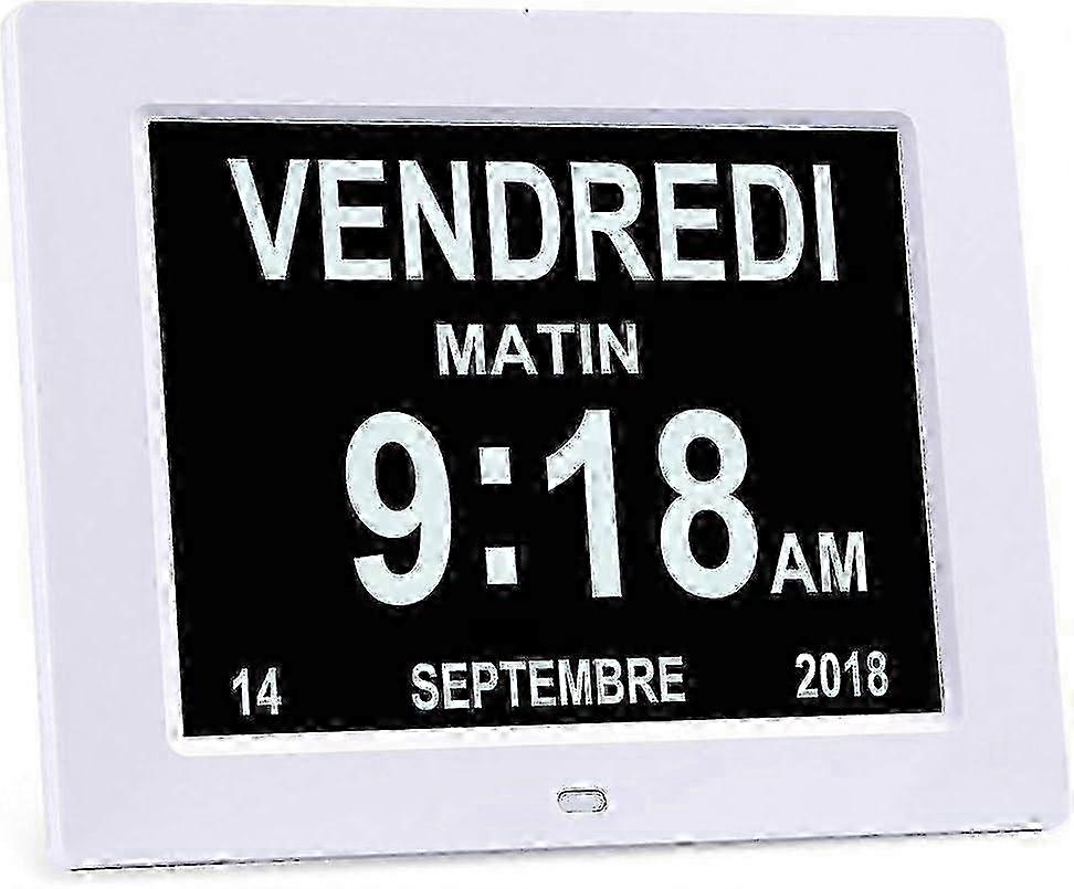 8" LCD Digital Calendar Clock with Date, Day & Time | Alzheimer's Clock for Seniors Edition 0905