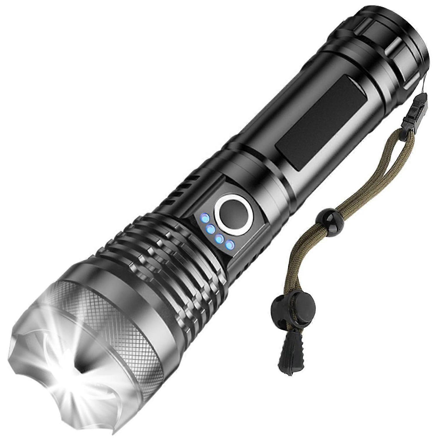 Rechargeable LED Flashlights 10000 High Lumens, Super Bright Tactical Flashlight with 5 Modes, Powerful Zoomable Flash Light, Waterproof Handheld Flas