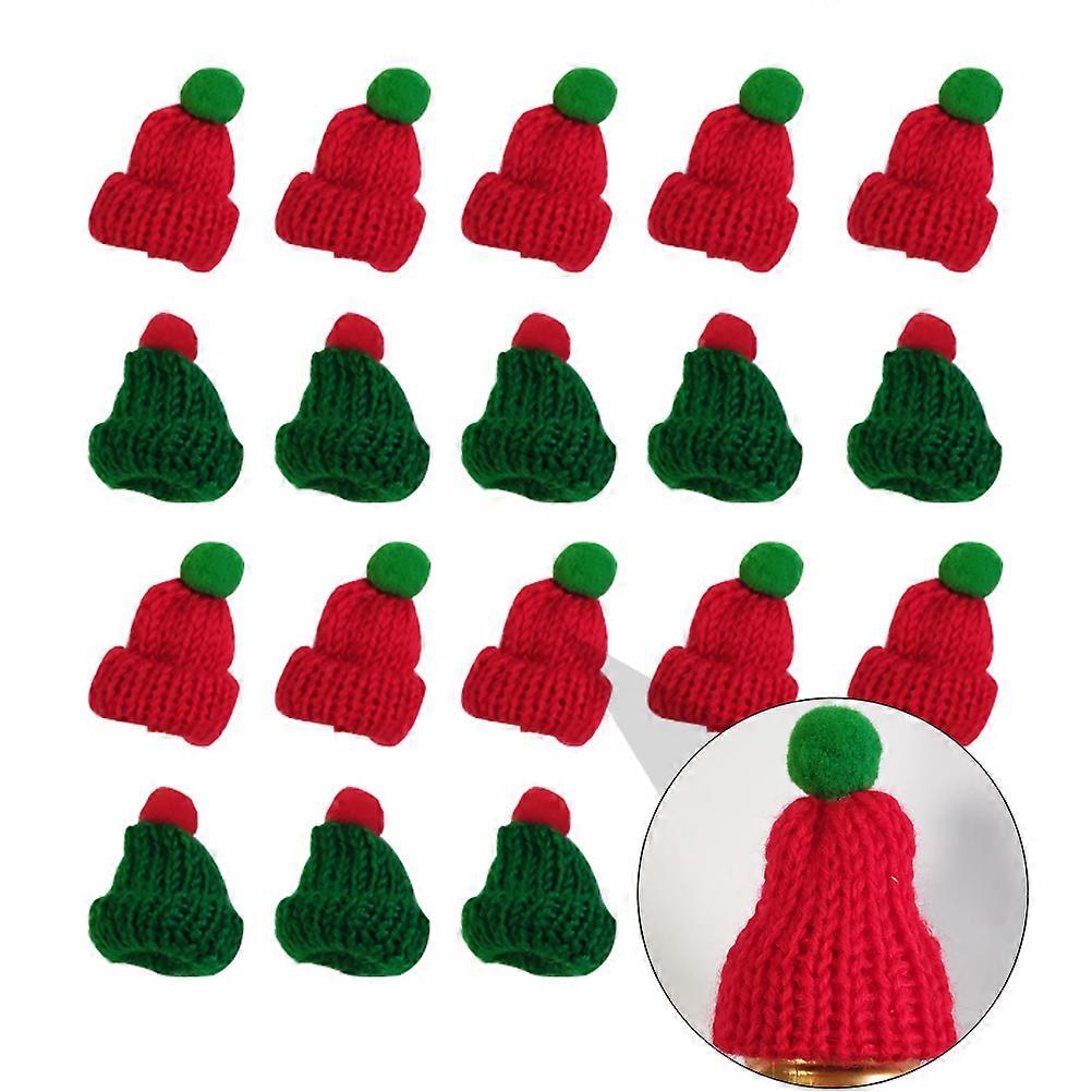 ميني عيد الميلاد ديكور قبعة صوفية صغيرة للديكور 20 قطعة الملحقات اليدوية