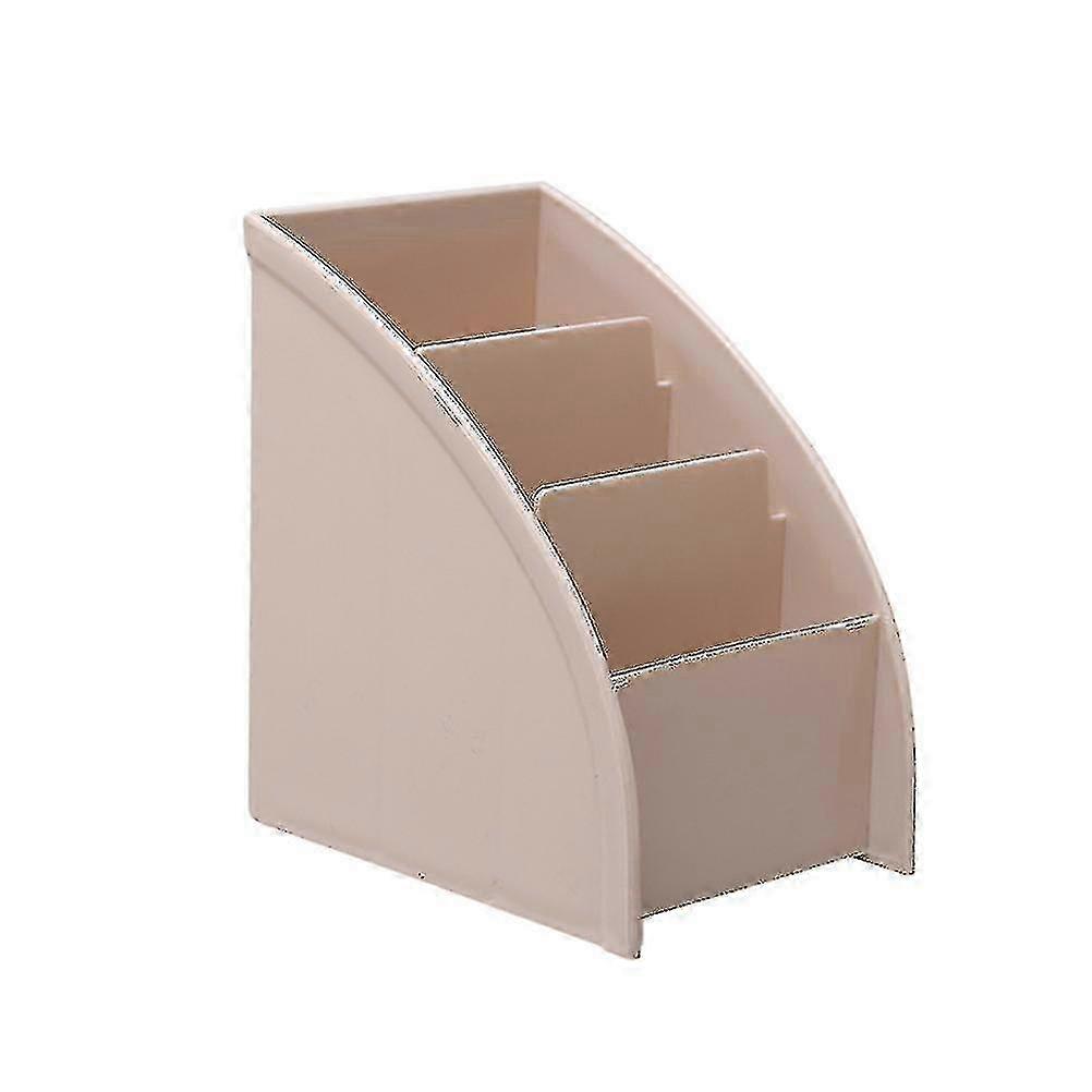 Three-grid storage box simple plastic makeup box trapezoidal desktop storage box suitable for bedroom study living room (khaki)