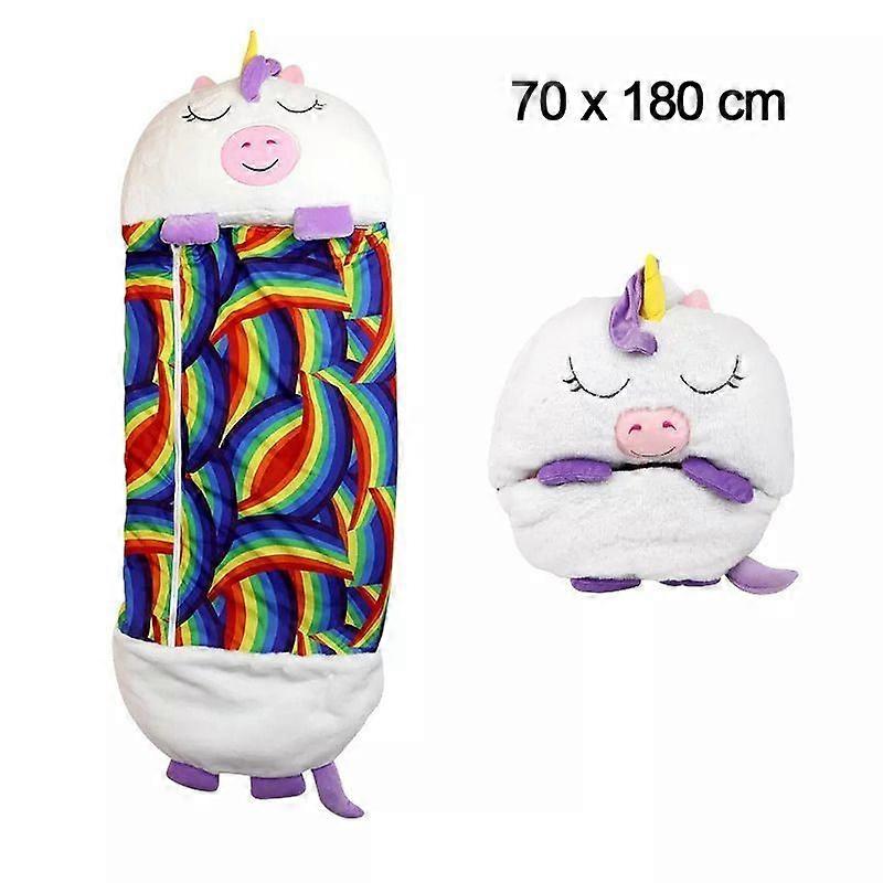 Pimpimsky Cute Happy Nappers 2 In 1 Sleeping Bag And Pillow For Kids 180 X 70 Cm Duvet Suitable For All Seasons White