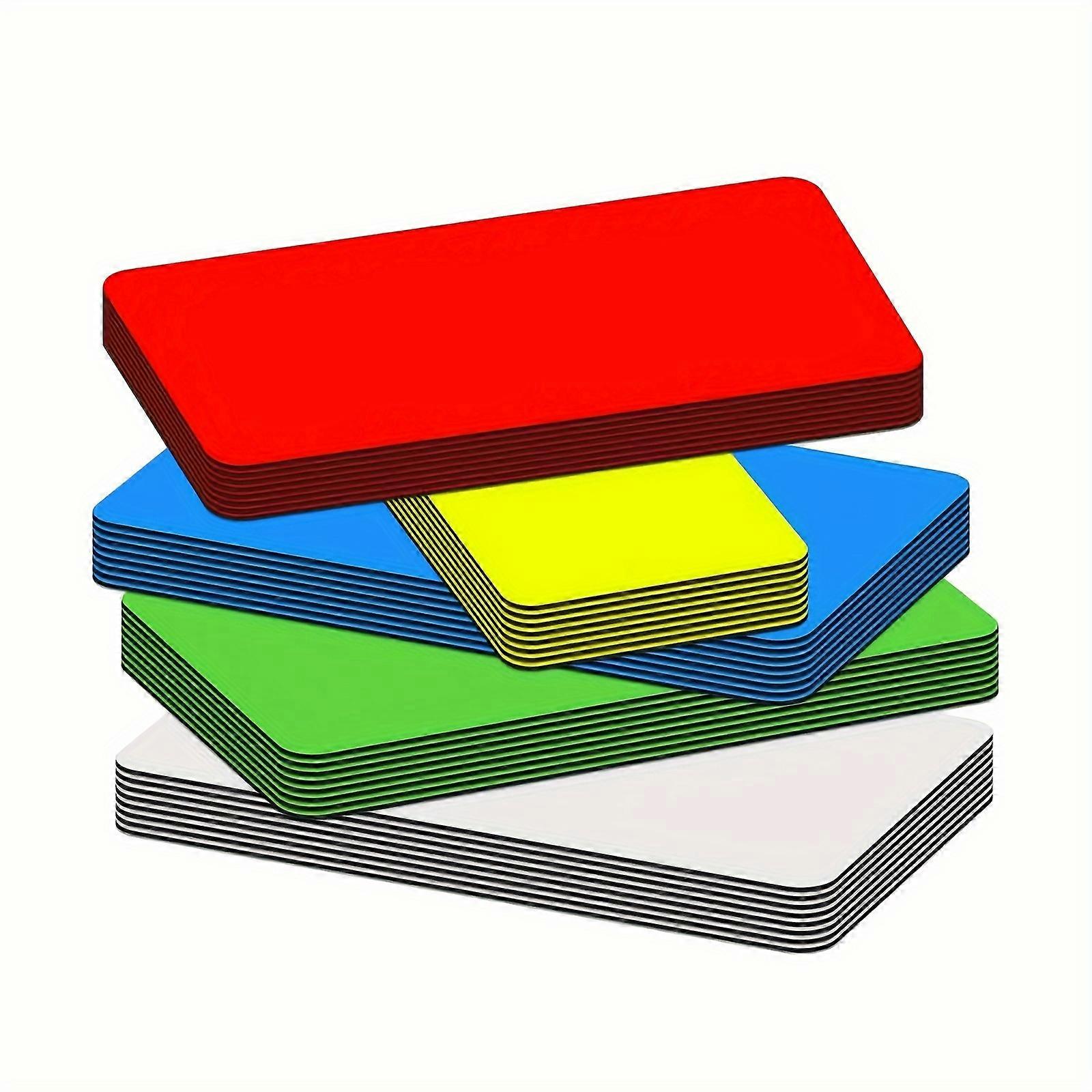 50 Pieces (3.2 x 1.2") - Full Colored Magnetic Labels - Reusable Strips for Home Office Garage Refrigerator Blank Writable Erasable Cards Name Tags