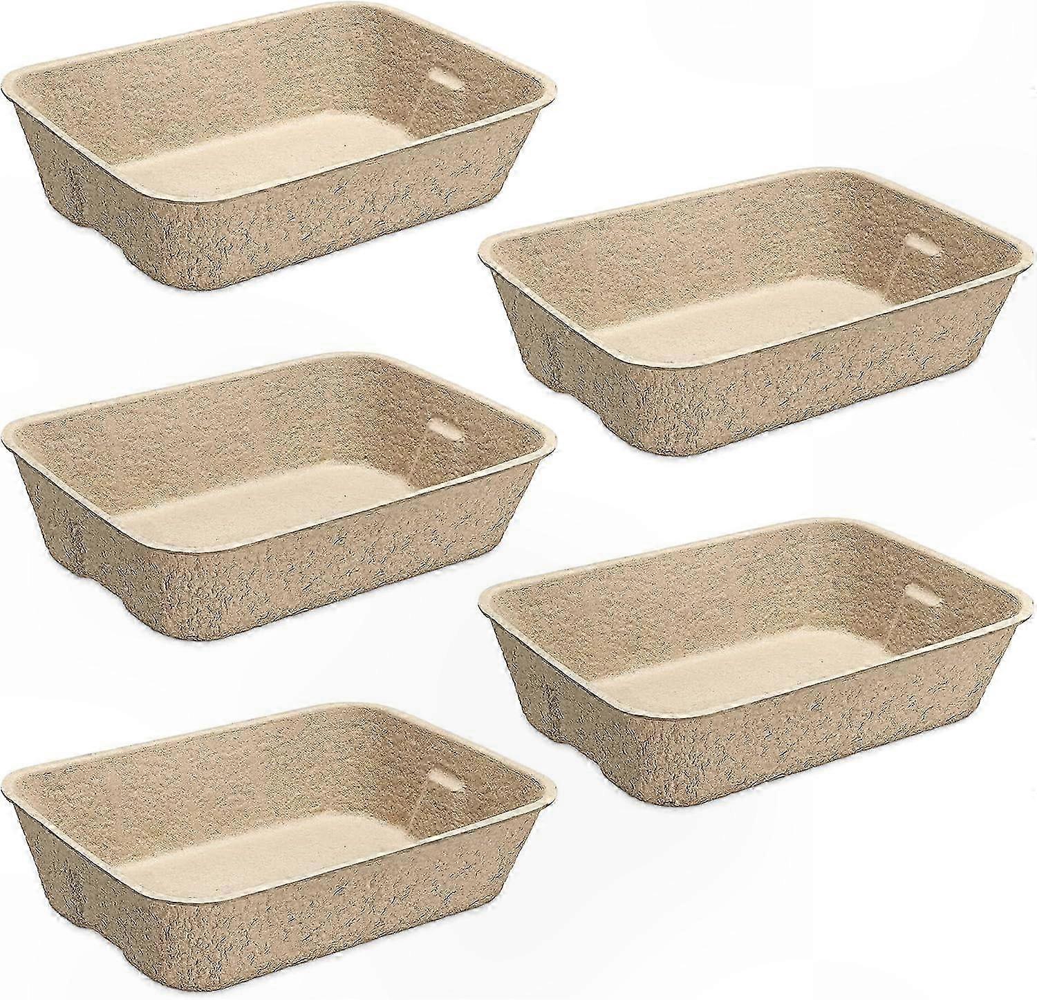 Cardboard Cat Litter Trays, 100% Paper Disposable Liners, Pack of 5, 15.9" x 11.8", Use as Standalone or Box Inserts