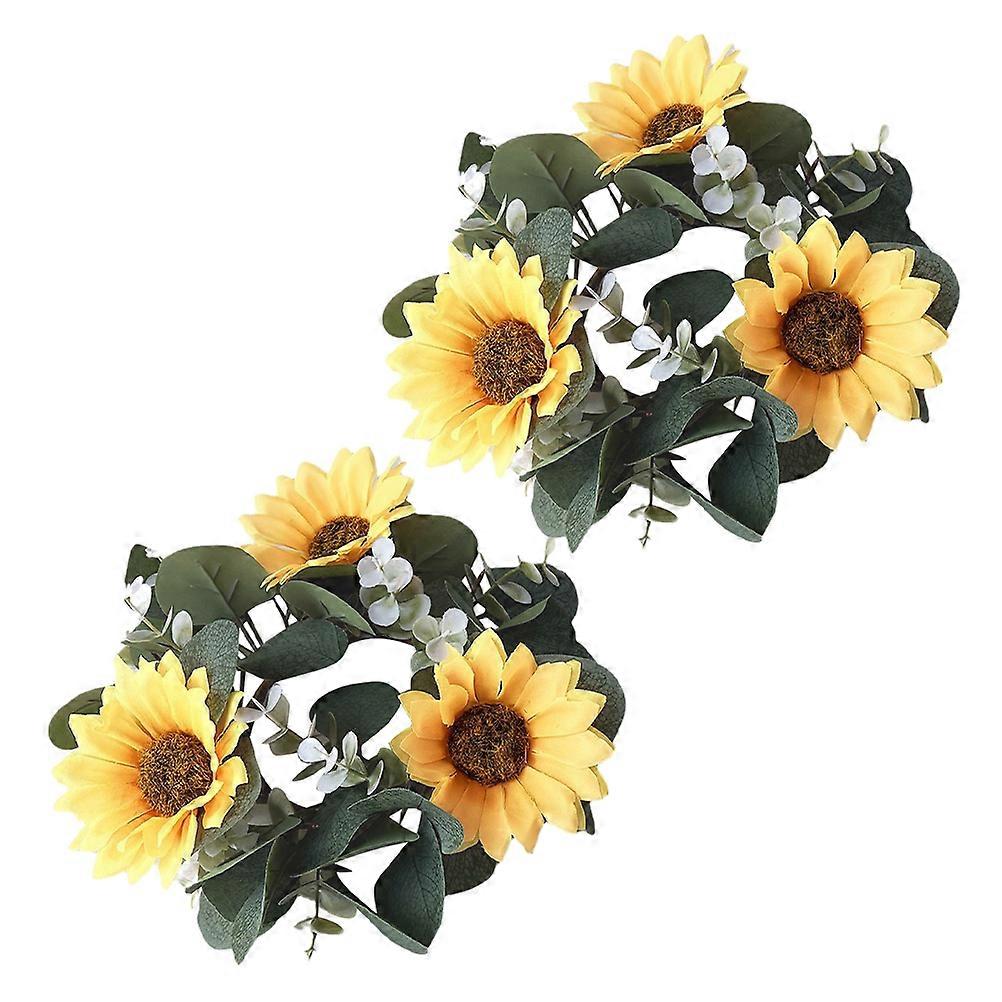 Eucalyptus Leaves Candle Ring Wreaths for Rustic Wedding Table 4Pcs