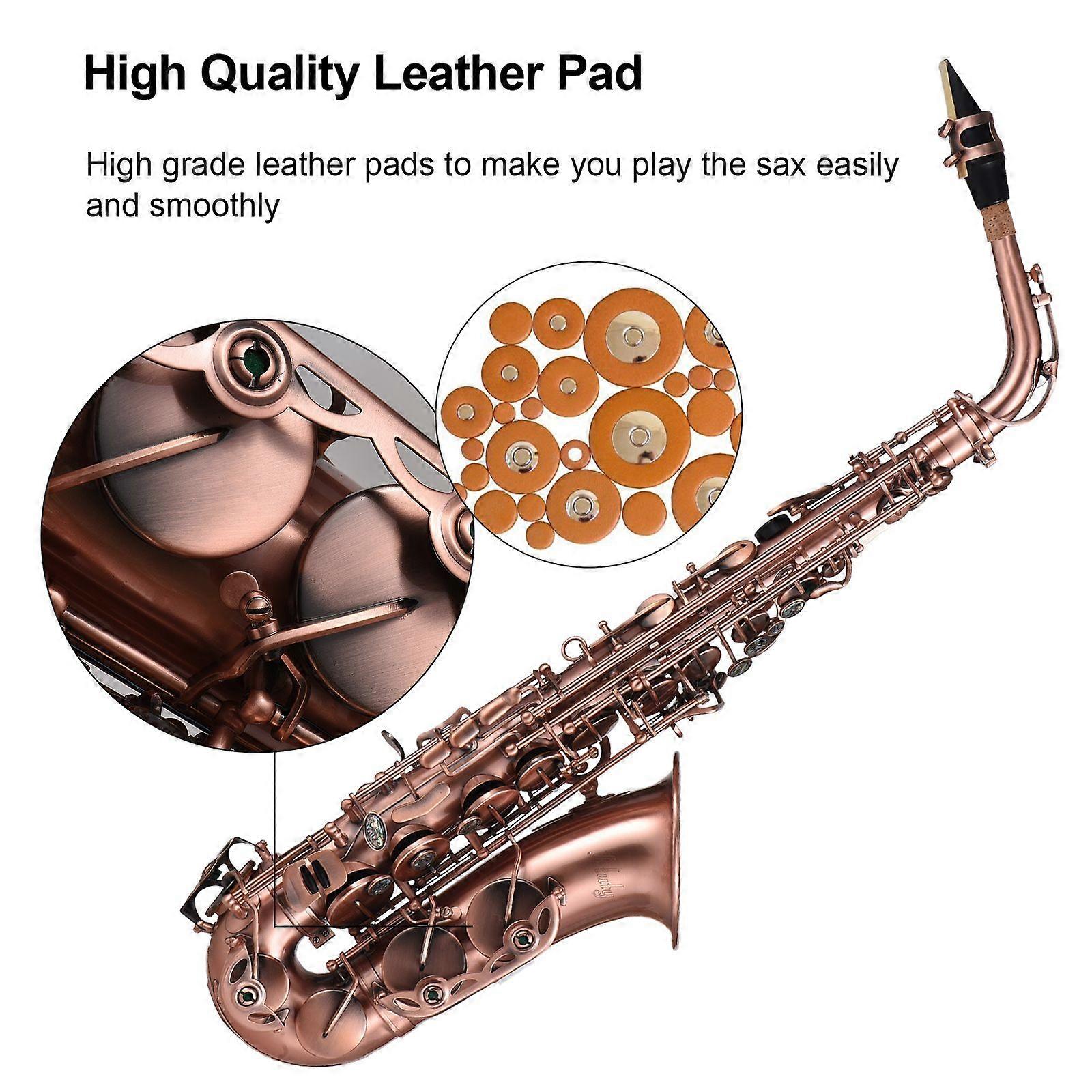 Btuty Professional Red Bronze Bend Eb E-flat Alto Saxophone Sax Abalone Shell Key Carve Pattern with Case Gloves Cleaning Cloth Straps Brush