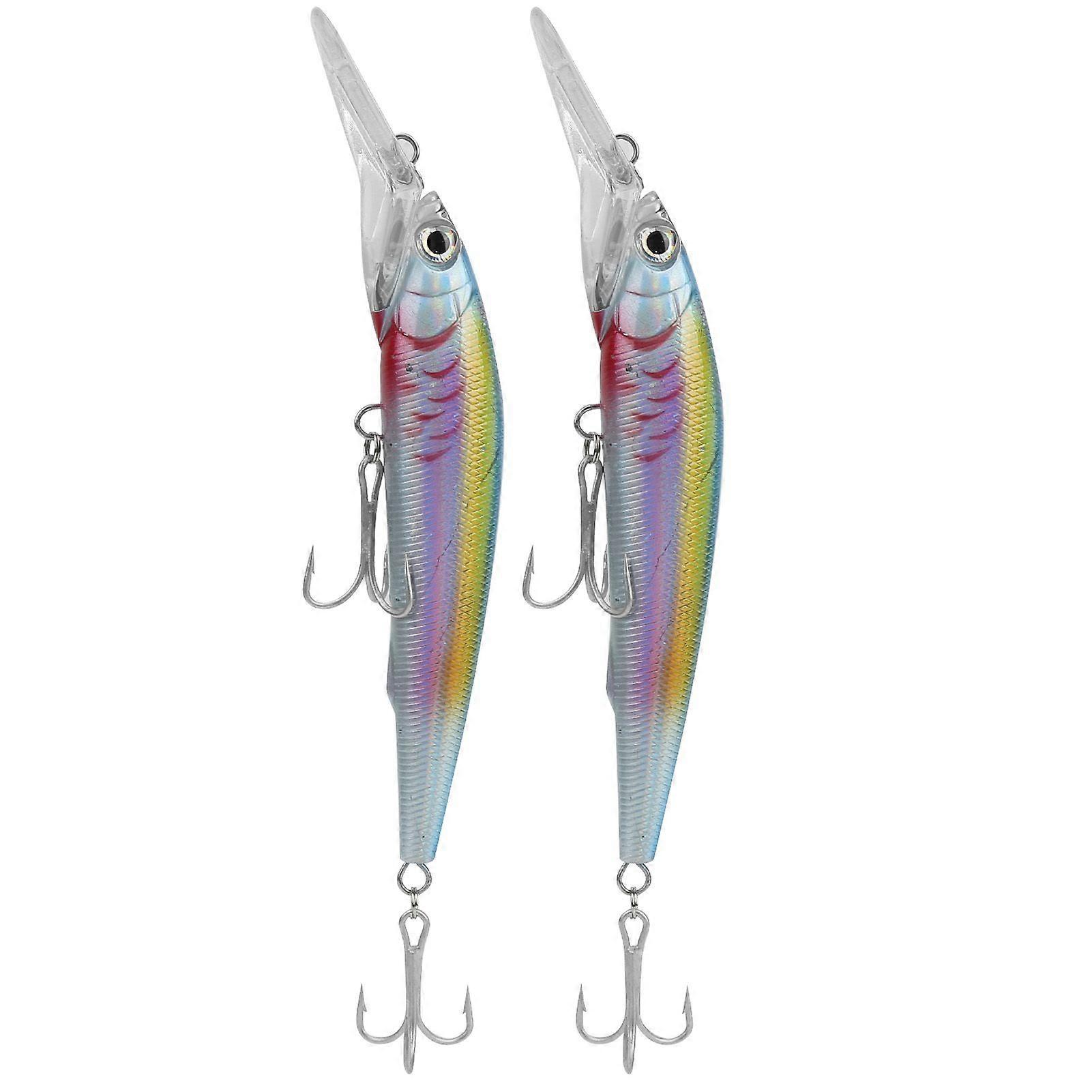2Pcs Plastic Artificial Simulation Deep Diving Minnow Lure Bait Fishing Accessory
