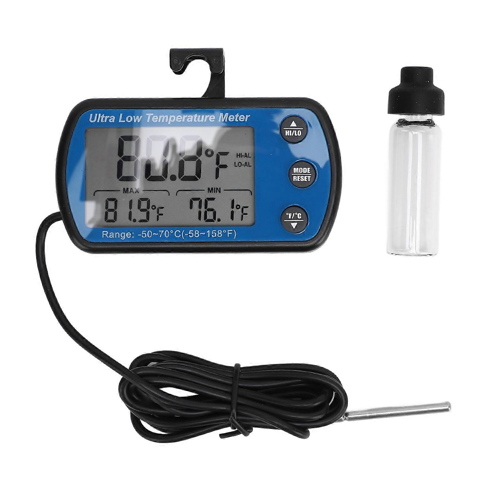 Jääkaapin lämpömittari -50 - 70 ° C Digitaalinen LCD-näyttö hälytyksellä tarkka pakastimen lämpötilamittari sairaalalaboratorioon