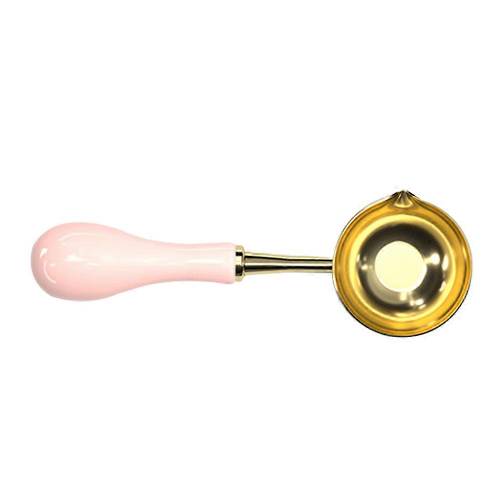 Seal Wax Scoop Spoon Shaped Iron Wood Material Wax Seal Making Pink 1Pack
