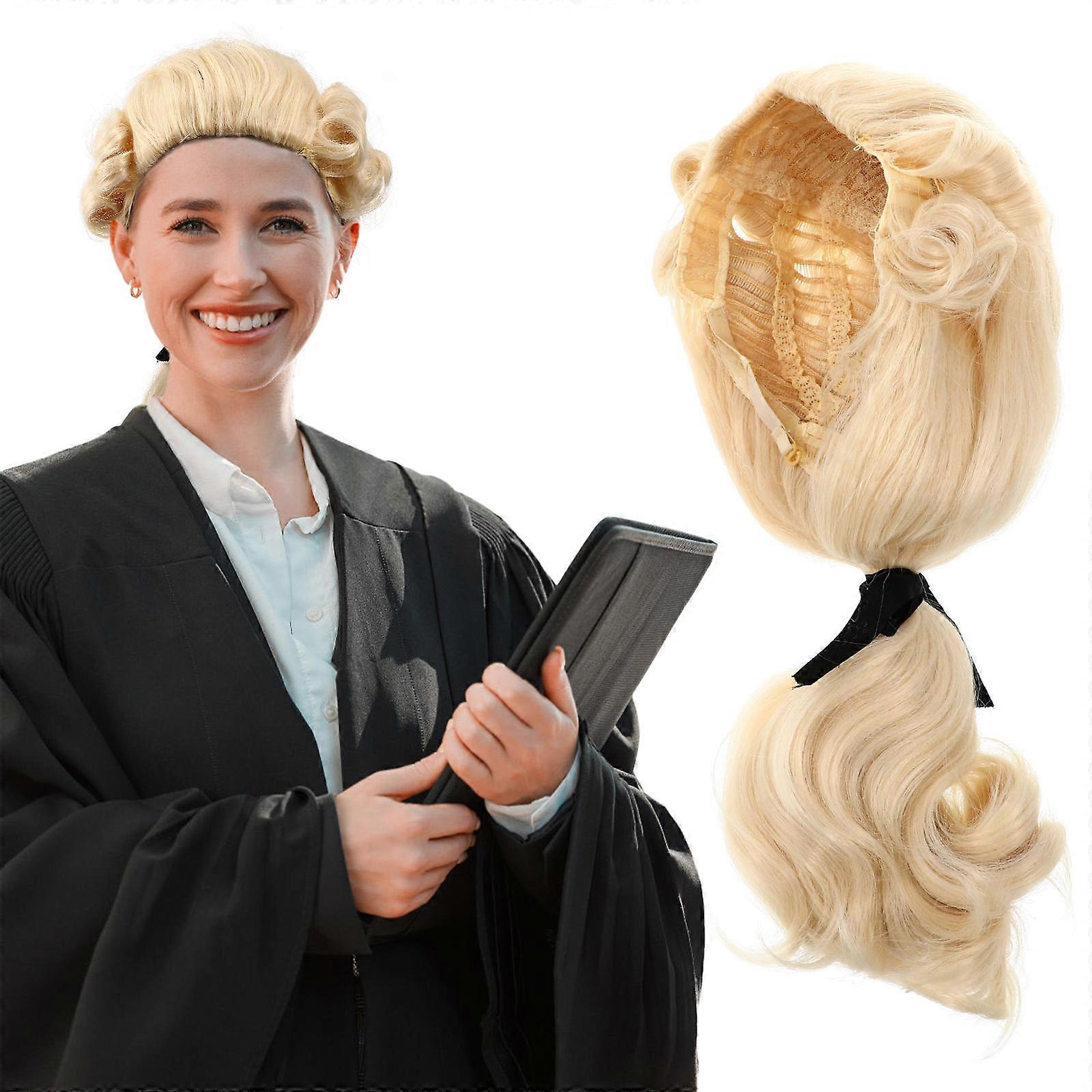 Cosplay Judge Wig Men Wig for Role Play 3Pcs Golden Synthetic Fiber