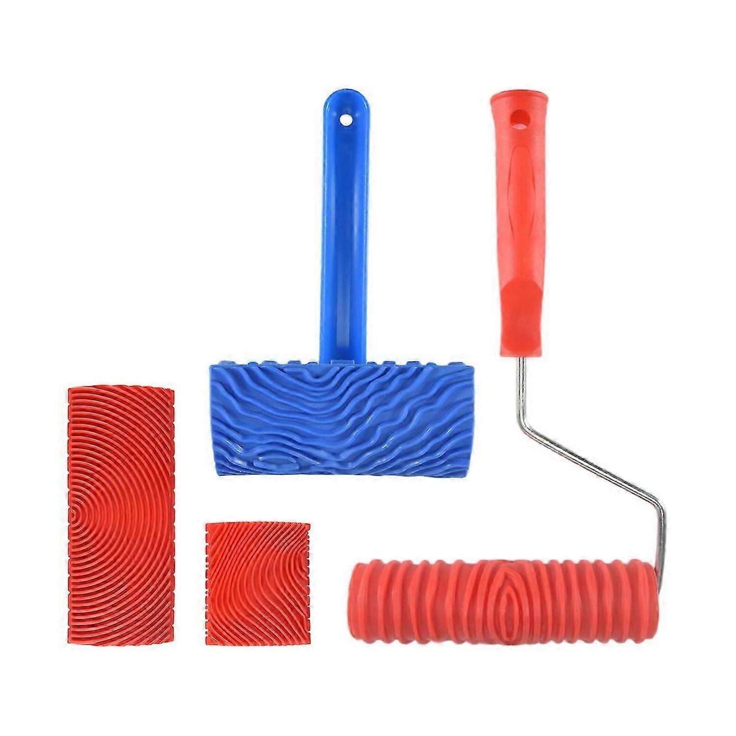 Wood Grain Tools, 4Pcs Wood Grain Roller Painting Tools Texture Pattern with Handles Texture Tool Pa