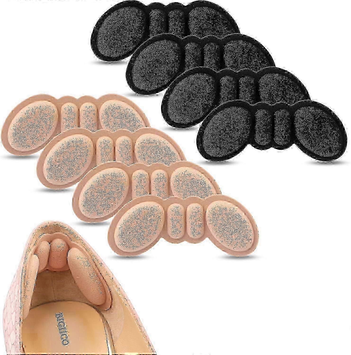 Anti-Slip Heel Grips Liner Cushions Inserts for Large Shoes 4 Pair Set to Prevent Rubbing and Blisters