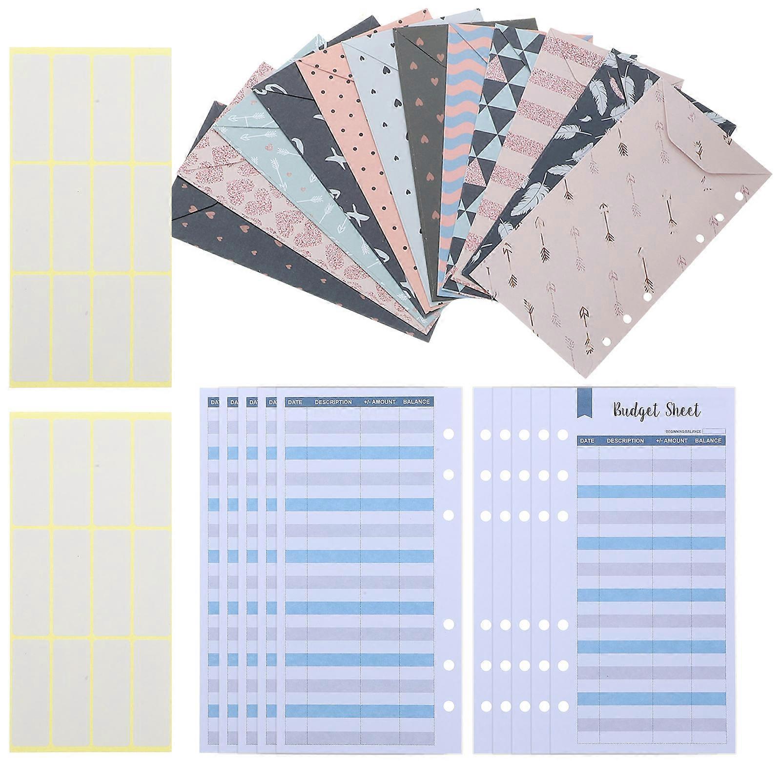 Money Envelope Budget Recording Envelopes Storage Adults Assorted Color Copper Paper Cash Management 1Set