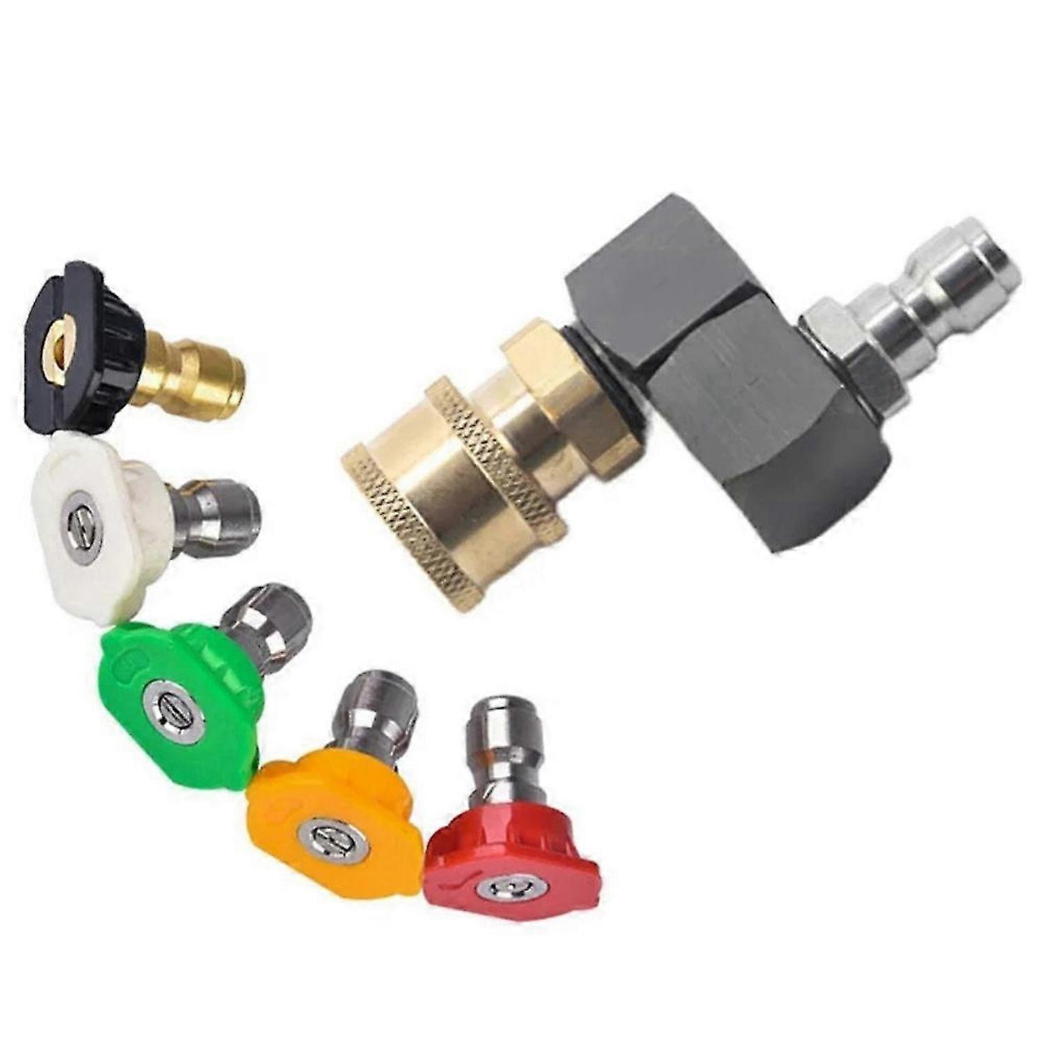 High Pressure Water Tool Cleaning Machine 360 Degree Rotation Adjustment Elbow Nozzle 1/4 Quick Plug Quick Connector