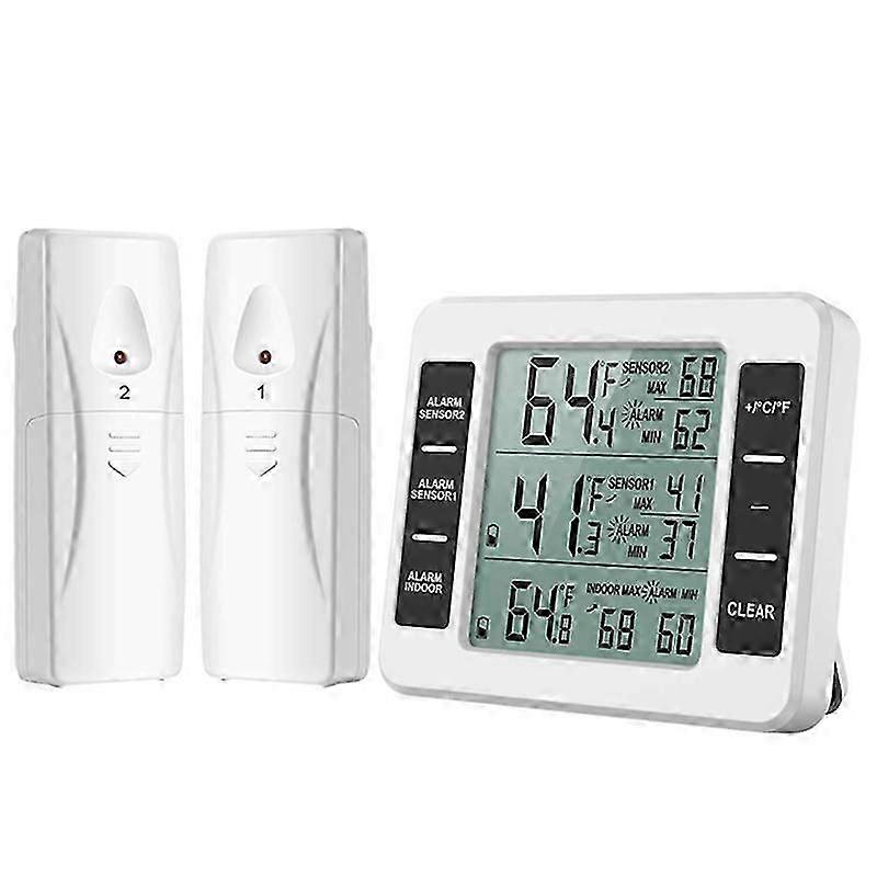 Wireless Refrigerator Thermometer Digital Freezer Thermometer Temperature Monitor with Sensors for I