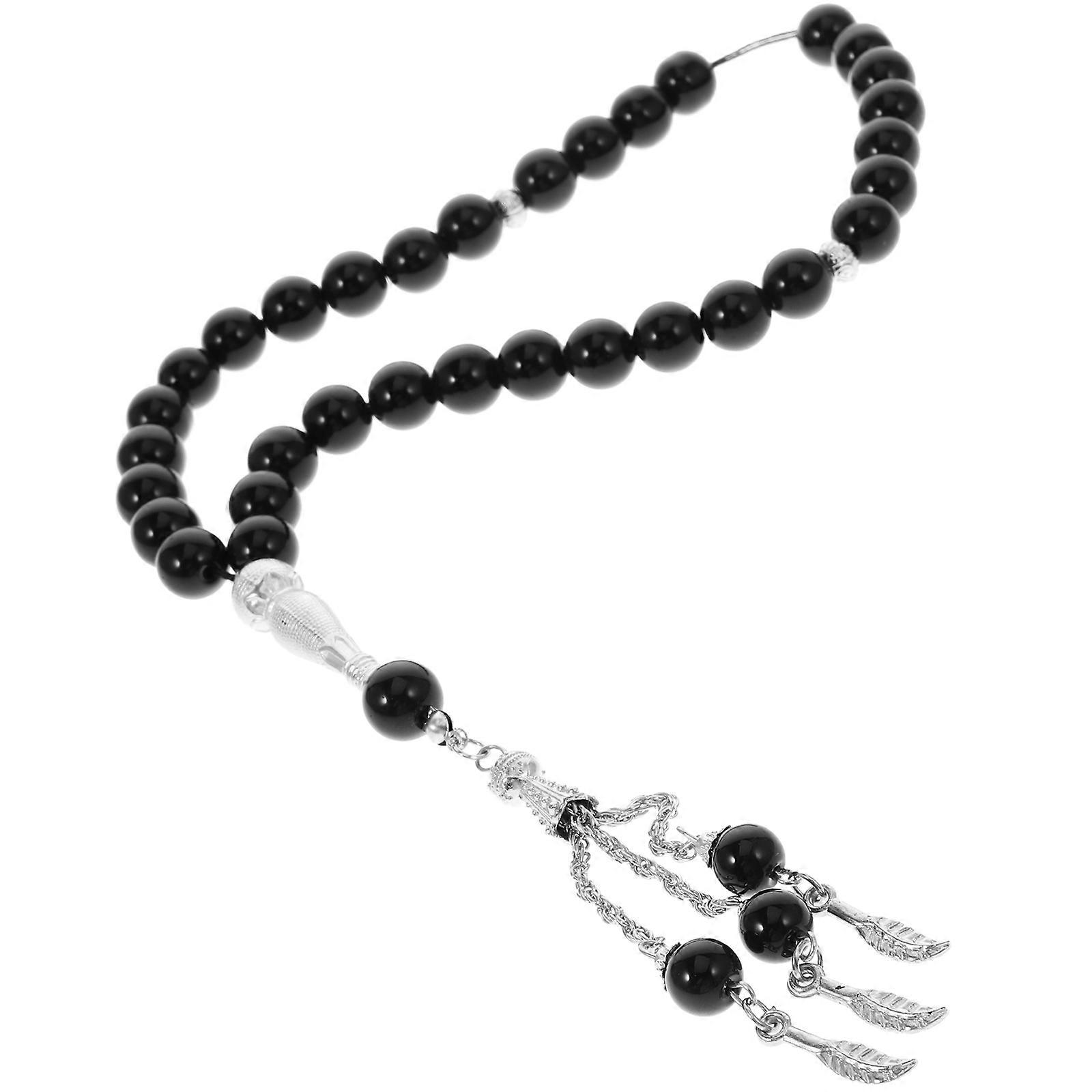 Worry Beads Bracelet Rosary Round Shape Agate For Prayer Car Rearview Mirror Hanging 1Set