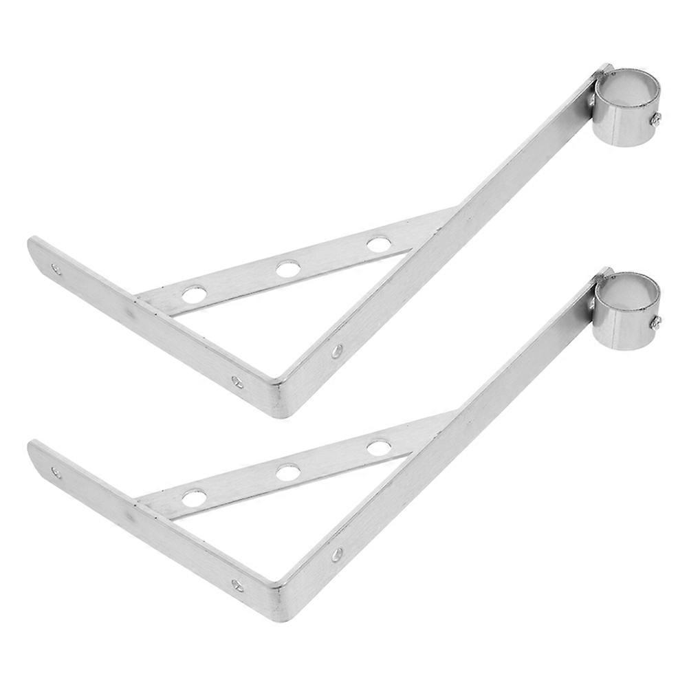 Silver 2Pcs Closet Rod Bracket for Wall Mounted Triangular Support
