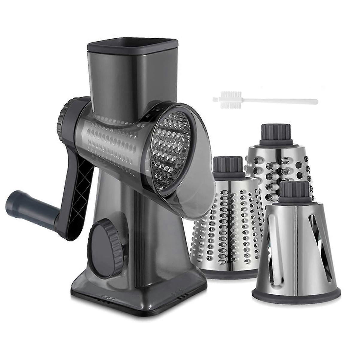 Cheese Grater Hand Crank Rotary Vegetable Shredder with Handle,Interchangeable Blades,Multifunction