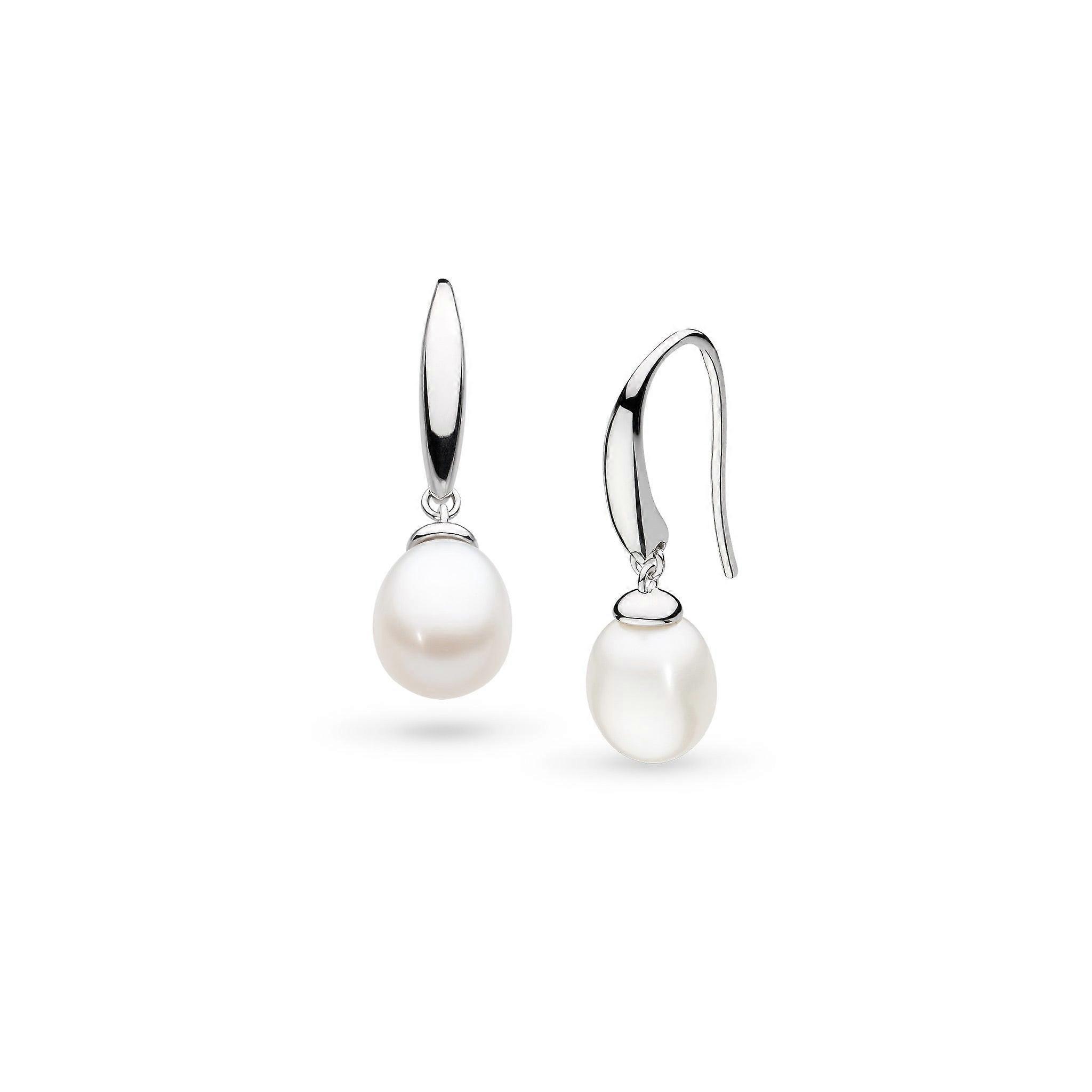 Kit Heath Revival Classic Pearl Rhodium Plated Drop Earrings 50427FP
