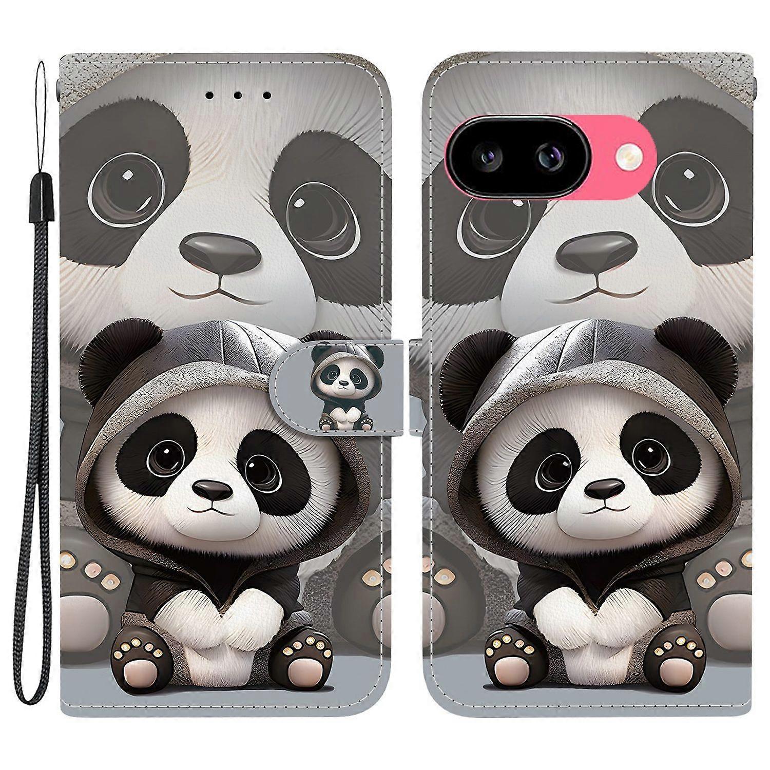 For Google Pixel 9a Wallet Case Pattern Printing Leather Stand Phone Cover with Strap