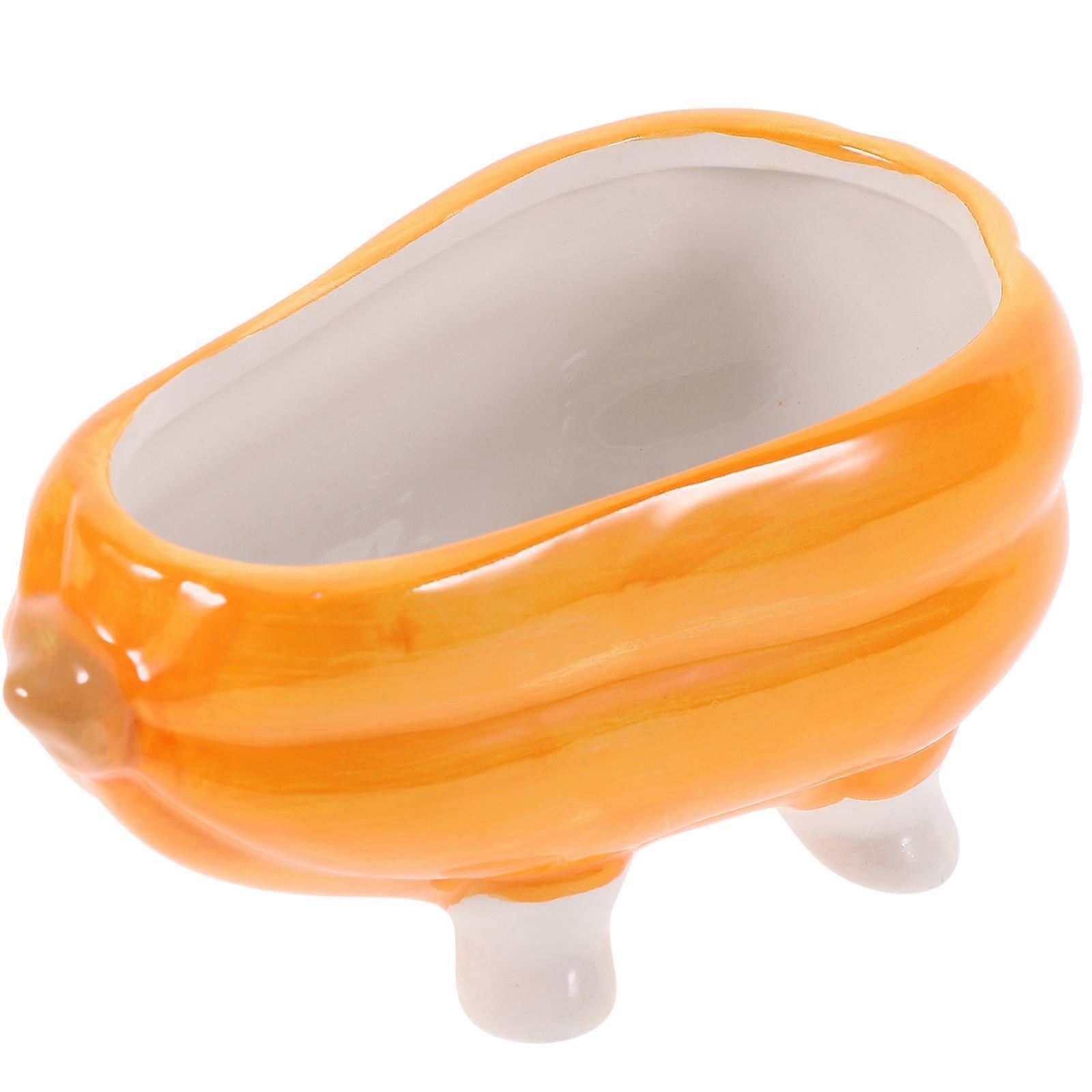 4Pcs Ceramic Hamster Bathtub for Sand Bath Orange Pumpkin Shape
