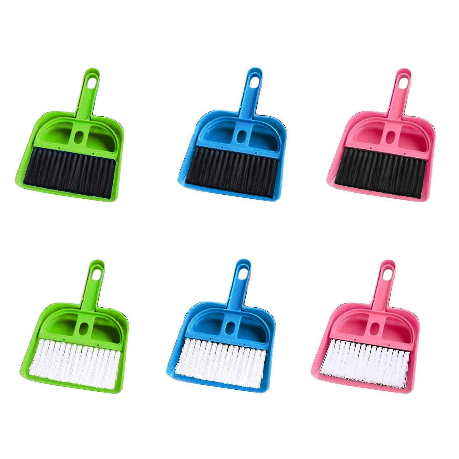 Washranp Small Dustpan and Brush Set,Plastic Soft Mini Whisk Broom with Handle and Dust Pan for Table Desk Keyboard Cars Pet Nest