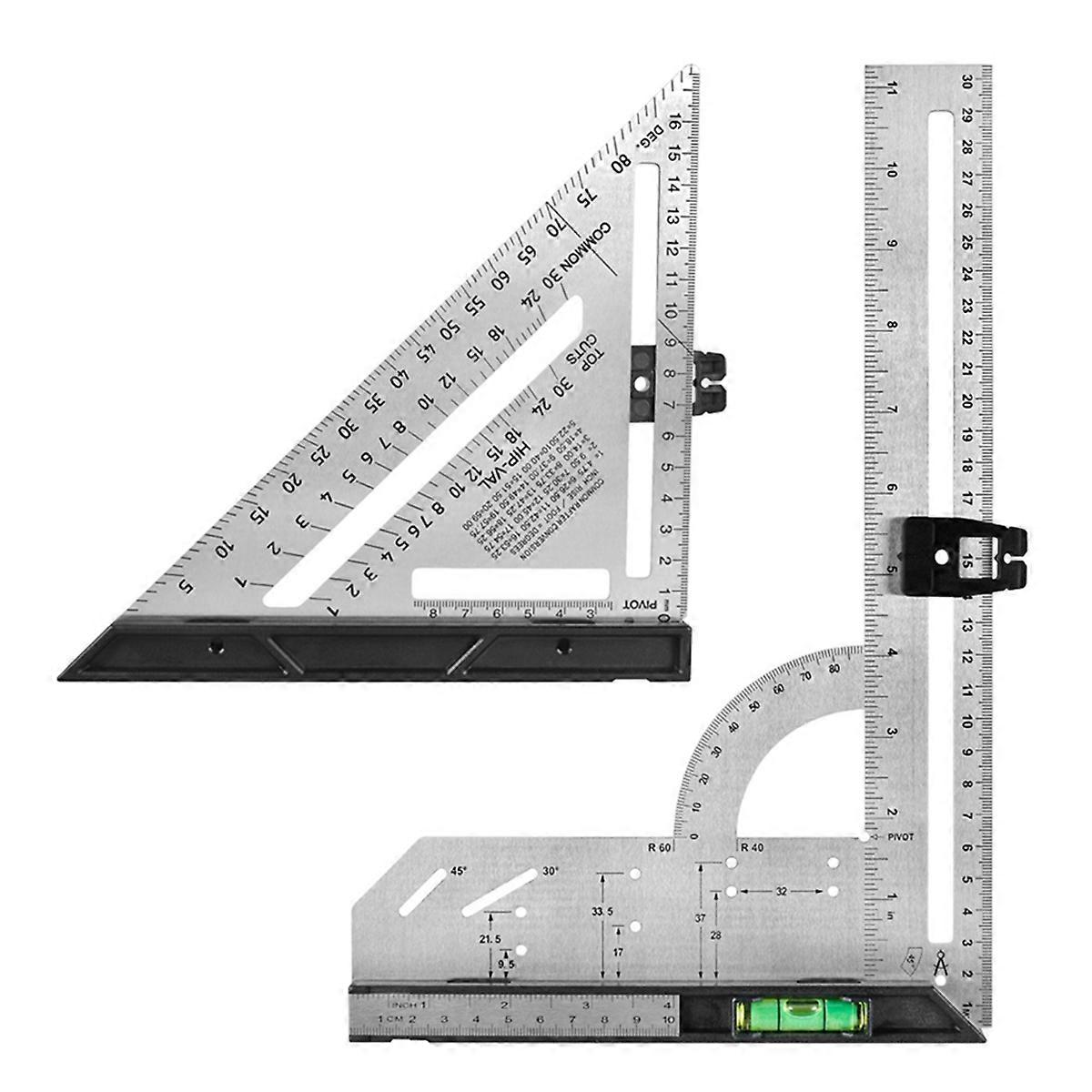 2Pc Woodworking Measuring Ruler 90 Degree 45 Degree Woodworking Ruler