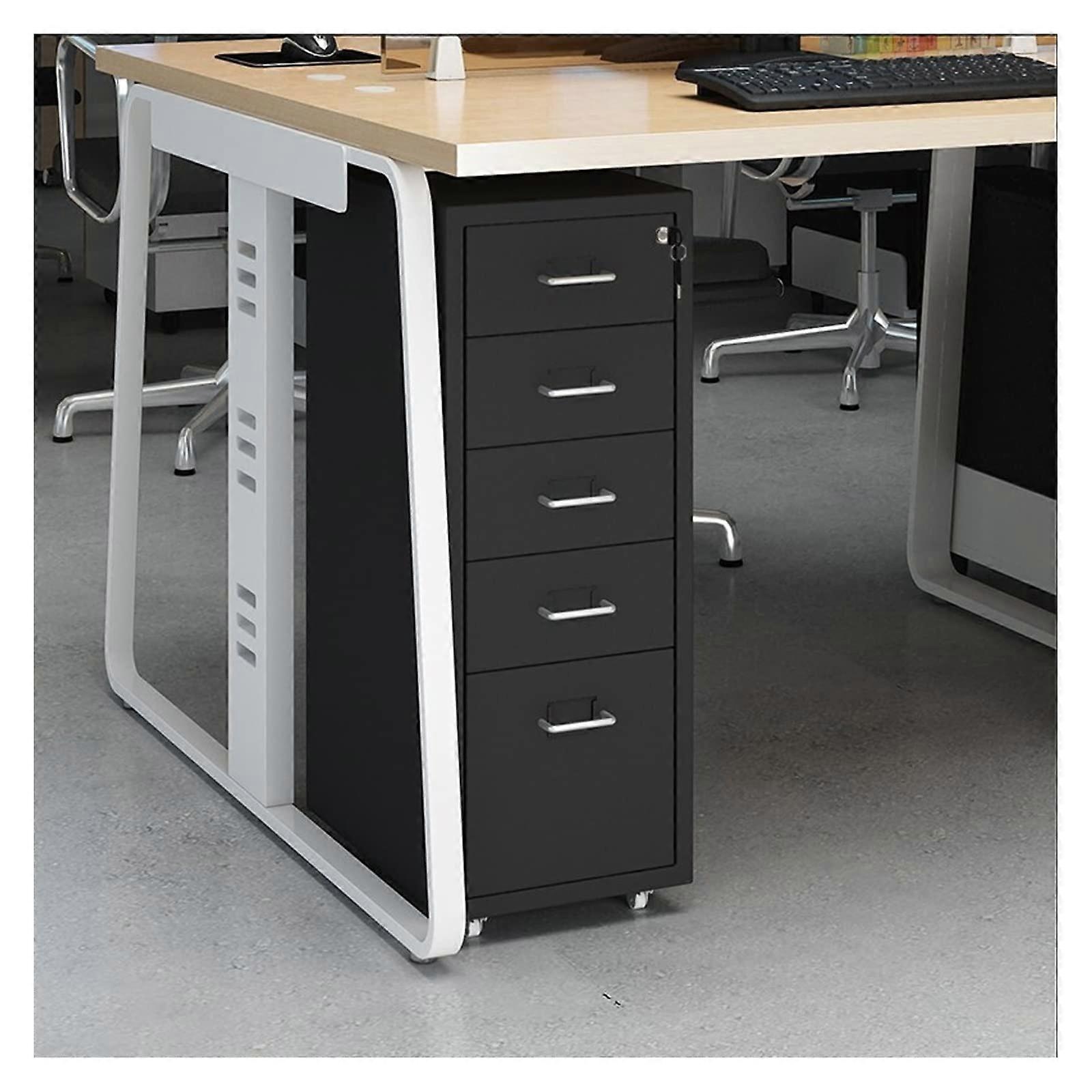Filing Cabinet Slim 5Drawer Metal Vertical Cabinet With Lock Legal Letter Size Mobile Filing Cabinet For Home Office