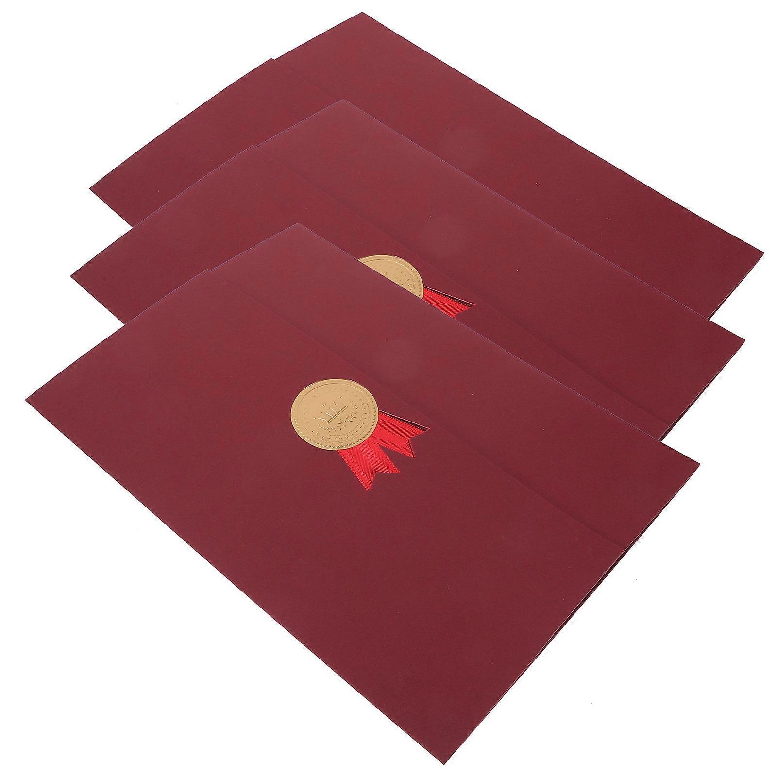 Certificate Holder Three-Fold Honor Certificate Cover with 6Pcs for Document Protection