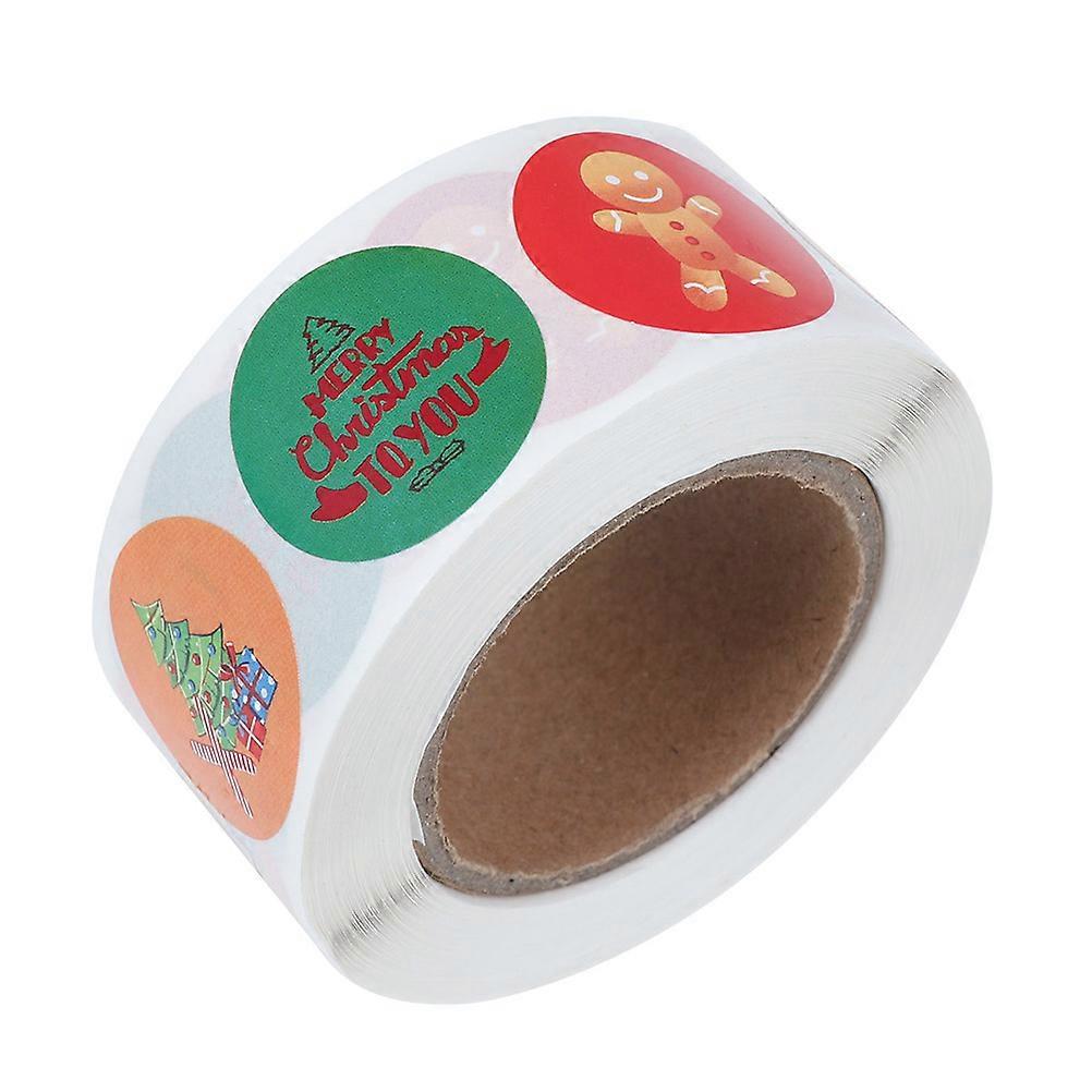 Decorative Christmas Stickers For Candy Shops Ideal For Stylish Round Shape 2 Rolls