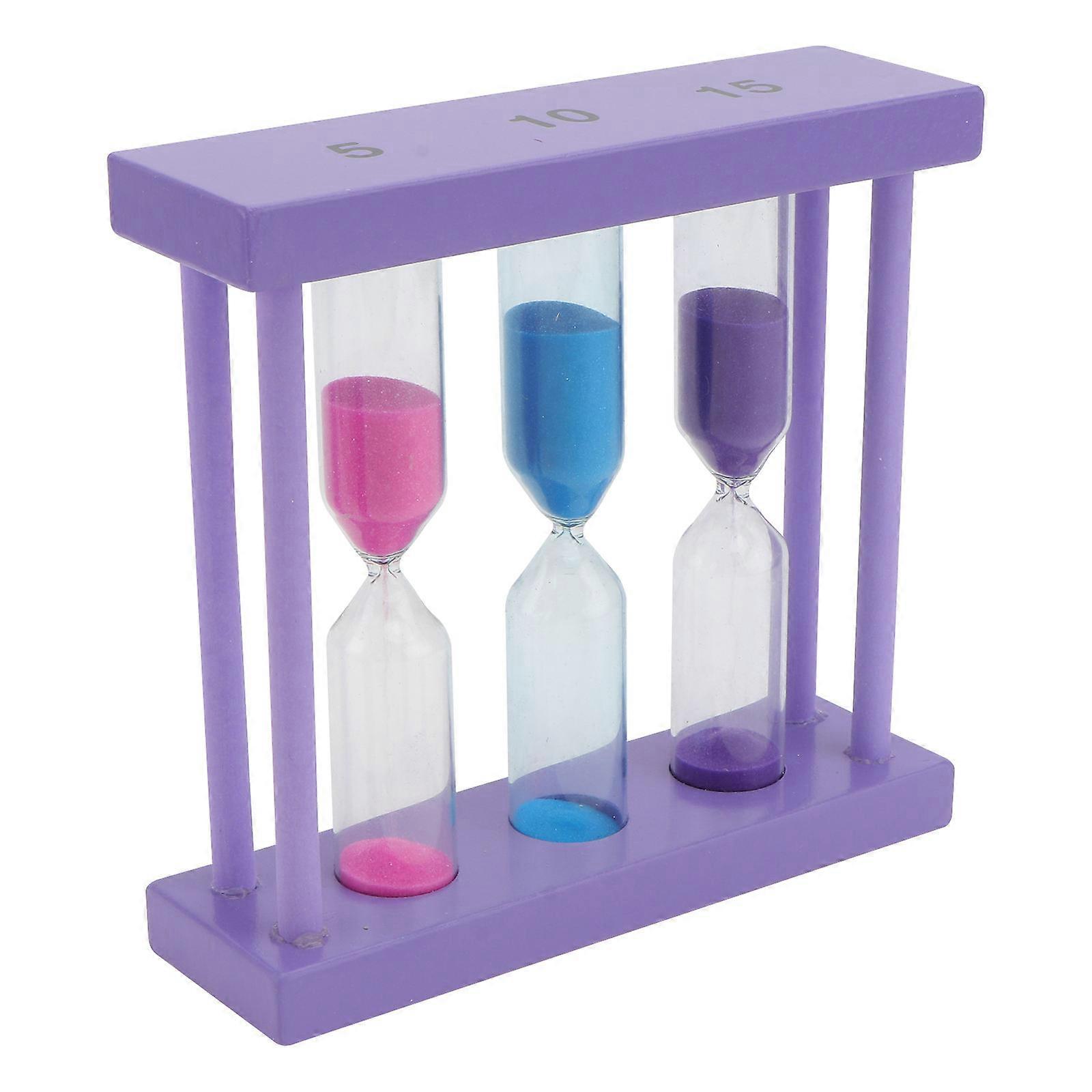 Wood Glass Hourglass Decorative Timer for Home 2Pcs Colorful Sand Timer