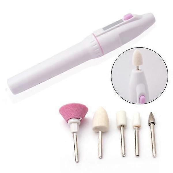 1 Set Electric Nail Files Including 5 Bits White