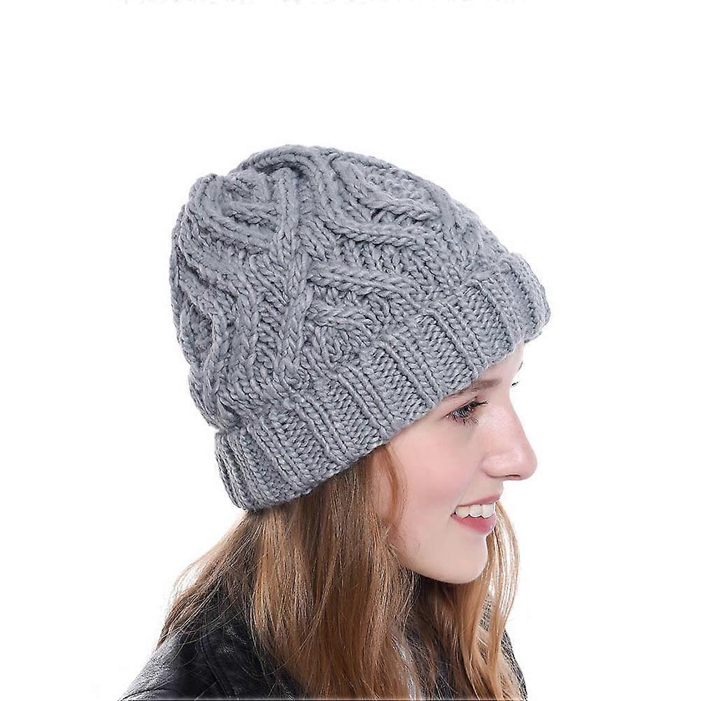 Knitted Hat Rhombus Pattern Cap for Warm 1 Piece Stylish Thick Winter Hat