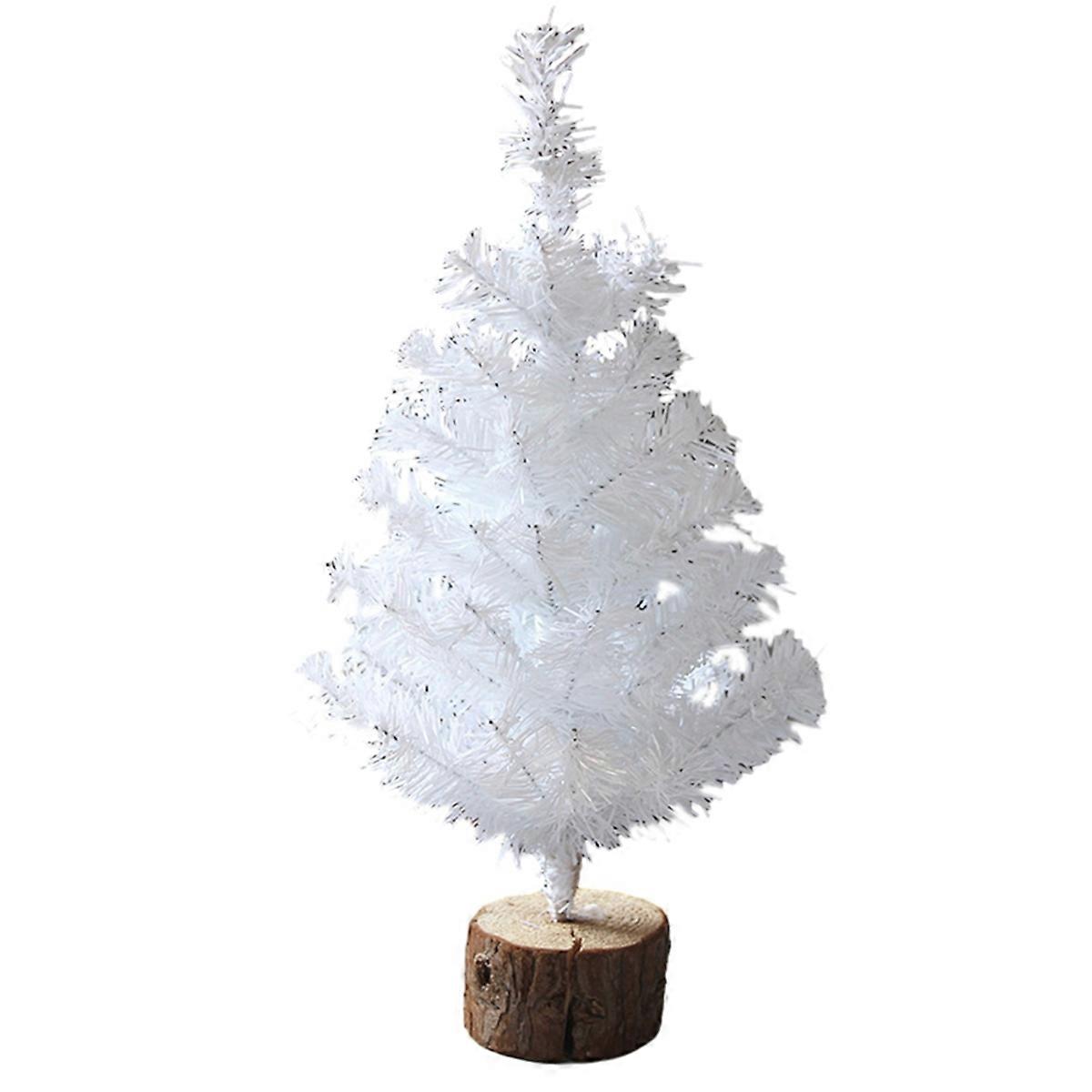 Mini Xmas Tree for Tabletop,White Christmas Trees Small Xmas Tree with Wooden Base for Desktop Home Christmas Decor 40CM