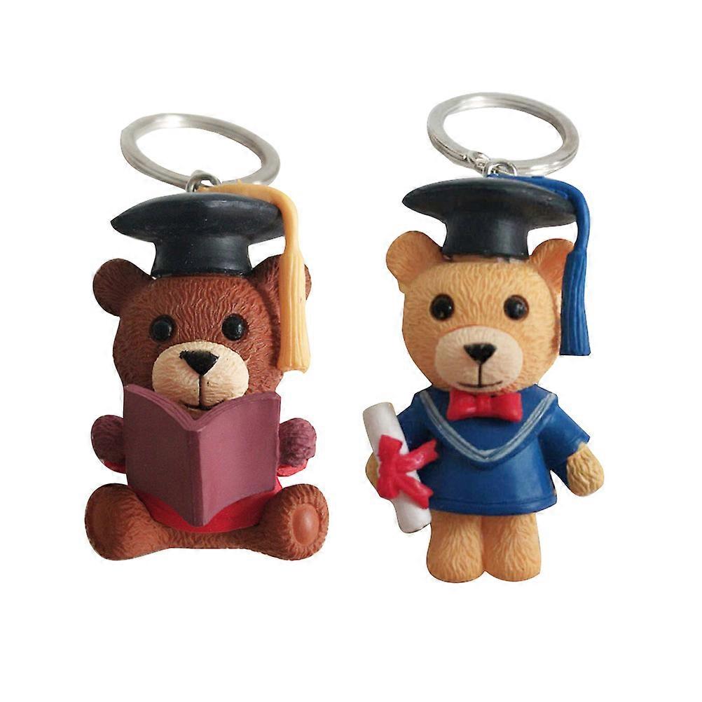 Metal Key Ring Graduation Bear Pendant with 6Pcs for Key Holding