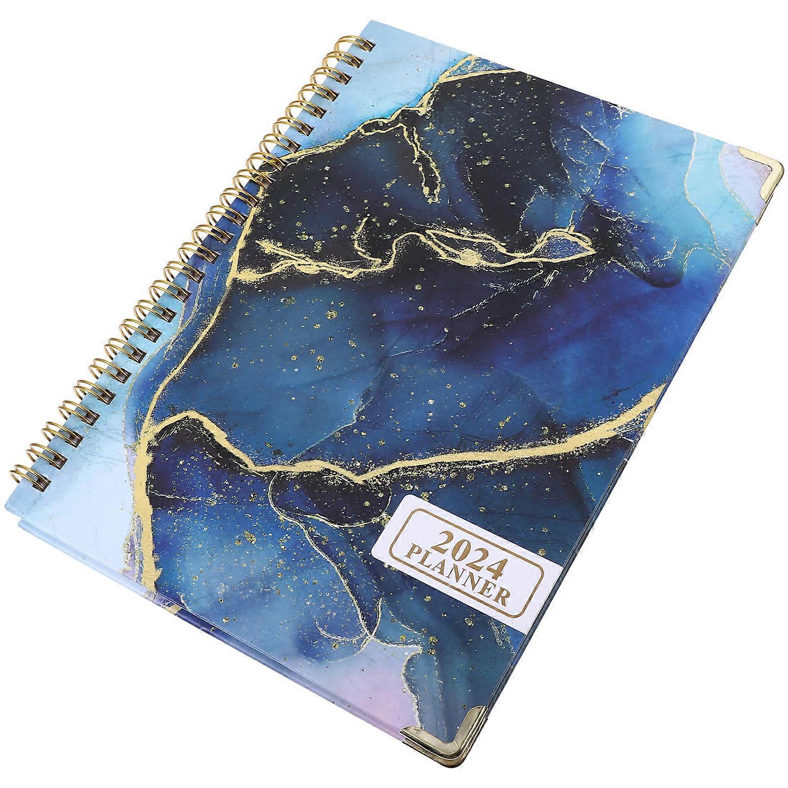 Monthly Planner 5Pcs for Writing Use 2024 English Silver Spiral Notebook