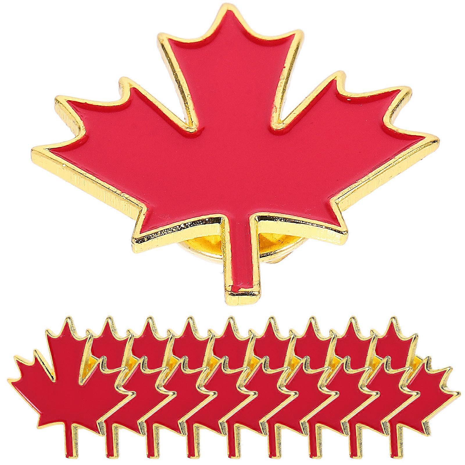 Maple Leaf Brooch Red Metal Brooch for Decoration 40Pcs Set