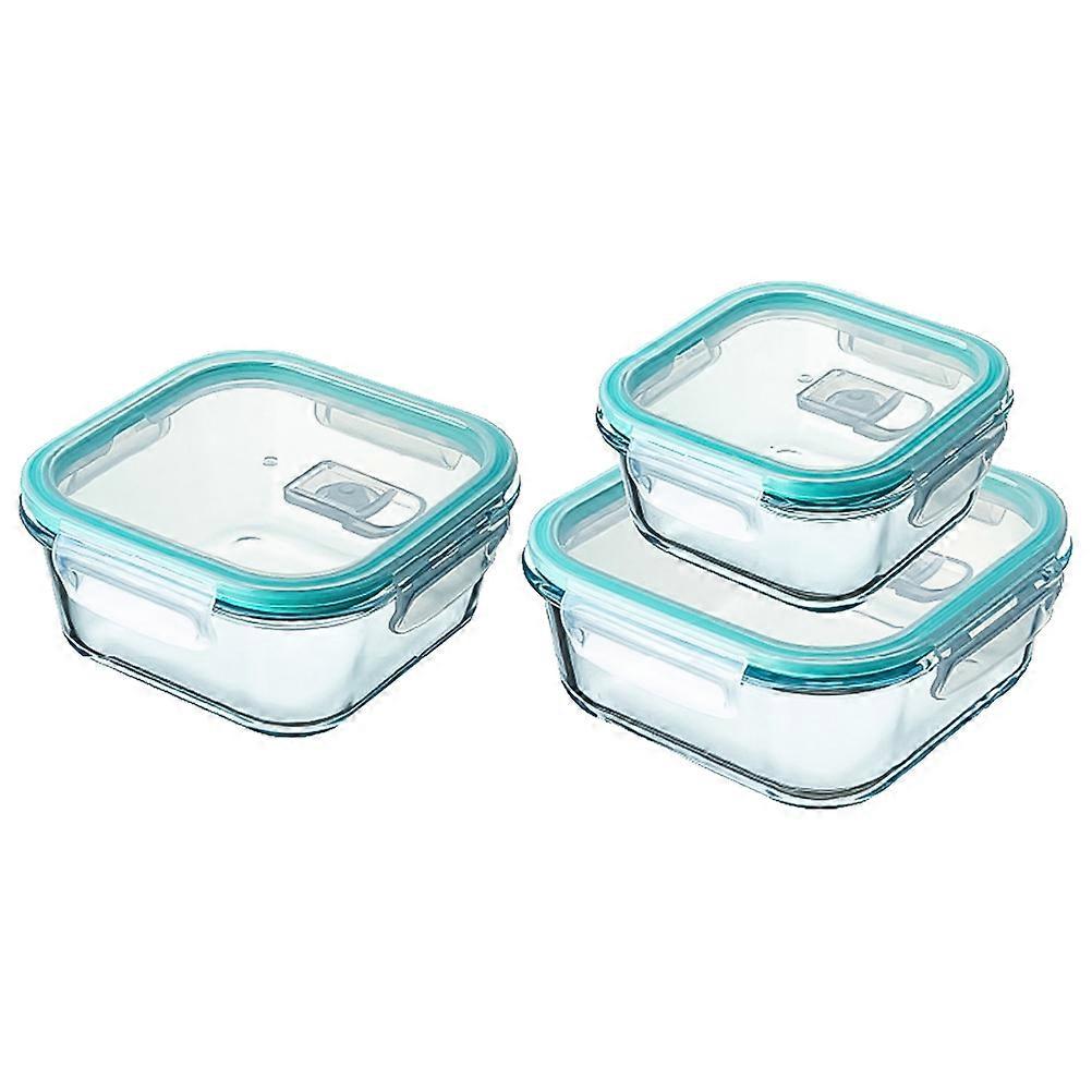 Clear Glass Salad Bowl Refrigerator Storage Convenient Hidden Vent Hole Home Use 3Pcs