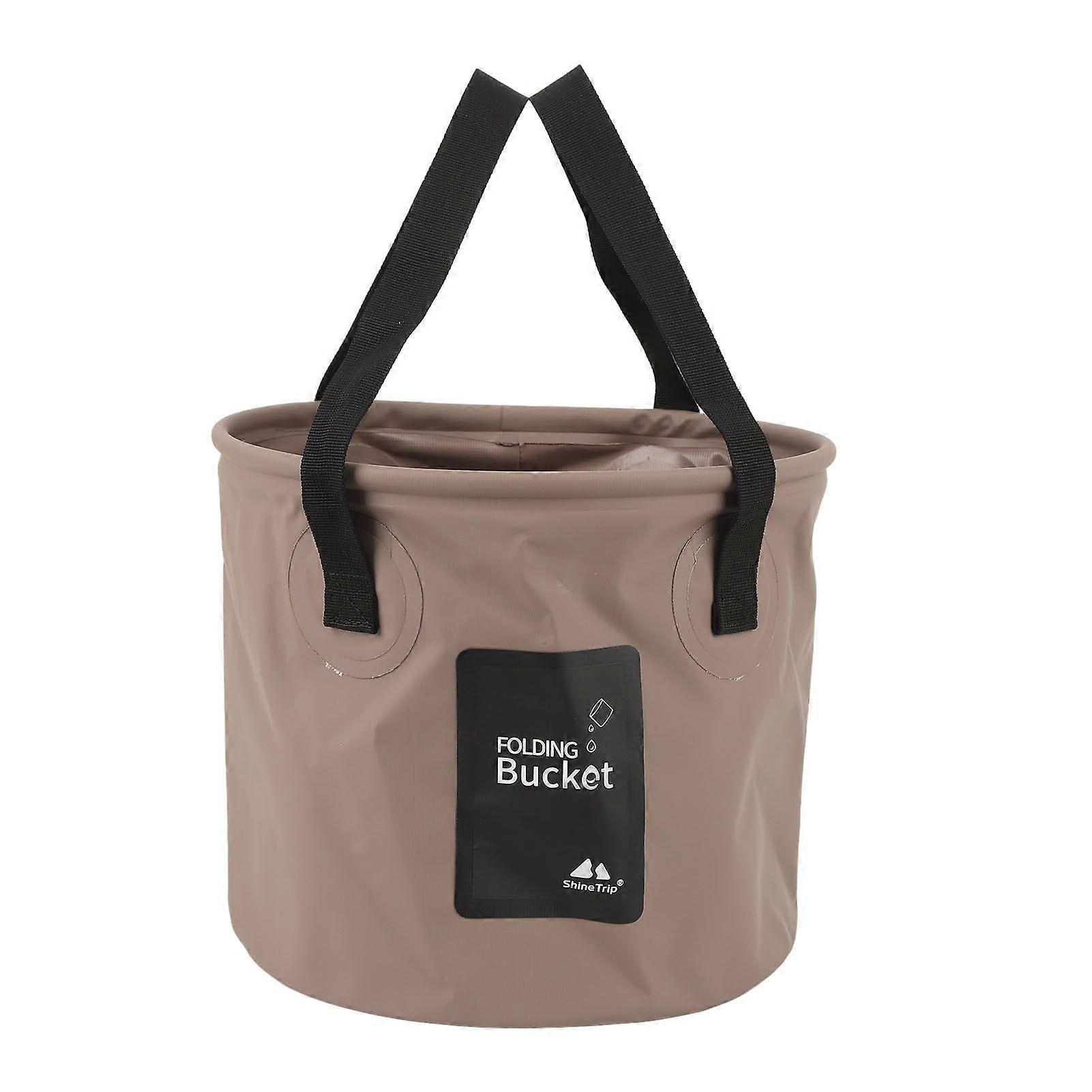 Collapsible Bucket 10L High Temperature Resistant Portable Folding Water Bucket with Handle for Camping Fishing Picnic Sand Color