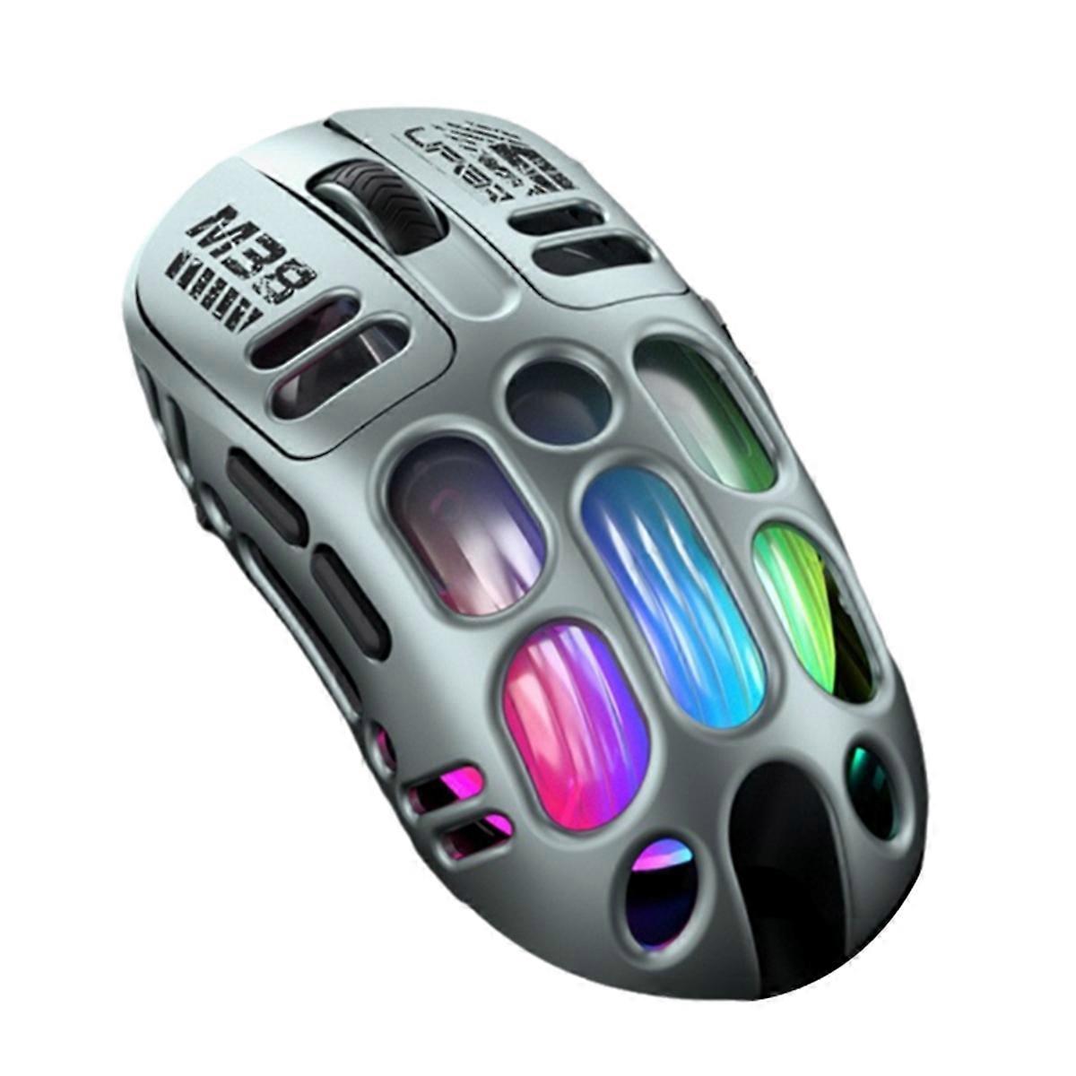 Hollow Wireless Bluetooth Gaming Mouse Dual Mode Back Light Silver