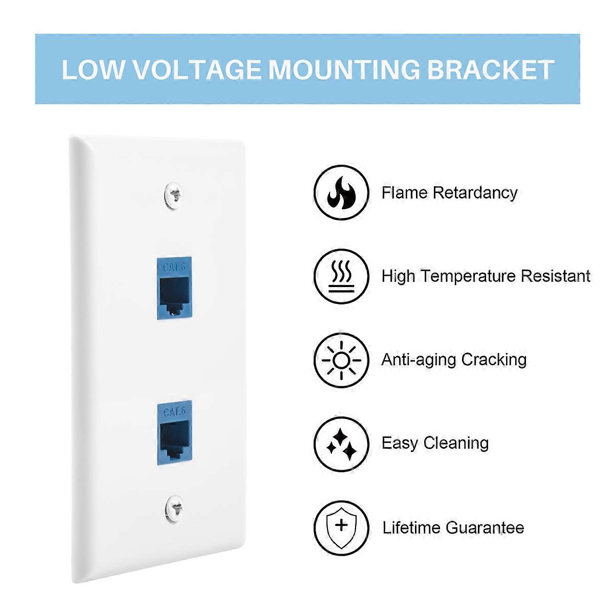 Ethernet Wall Plate with Low Voltage Mounting Bracket,Single Gang
