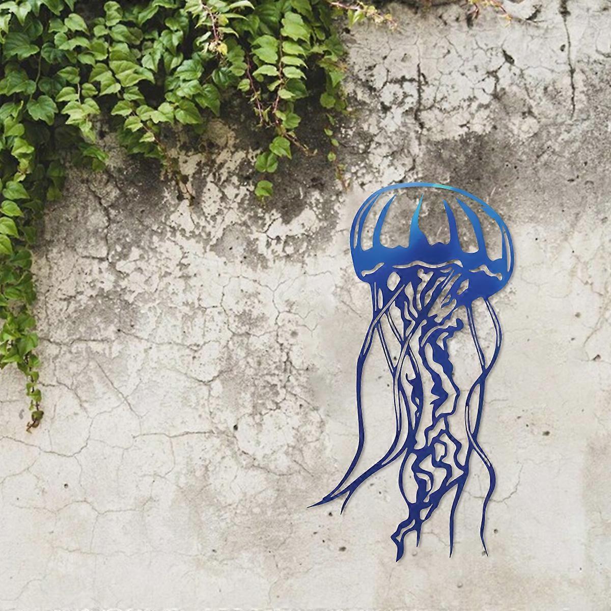 1PC Blue Jellyfish Hanging Metal Wall Décor for Home Interiors