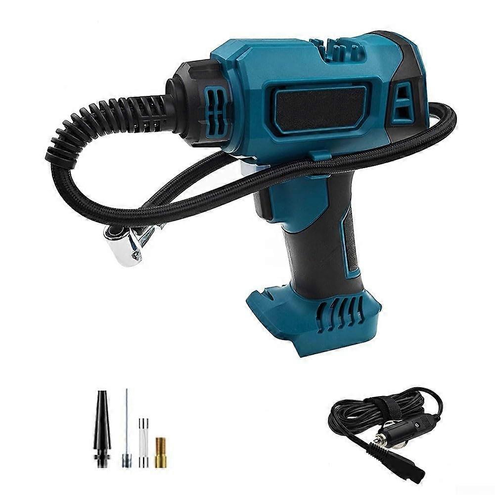 Cordless Tire Inflator With 25mm Cylinder, Brushless Motor, Rapid Inflation, Blue